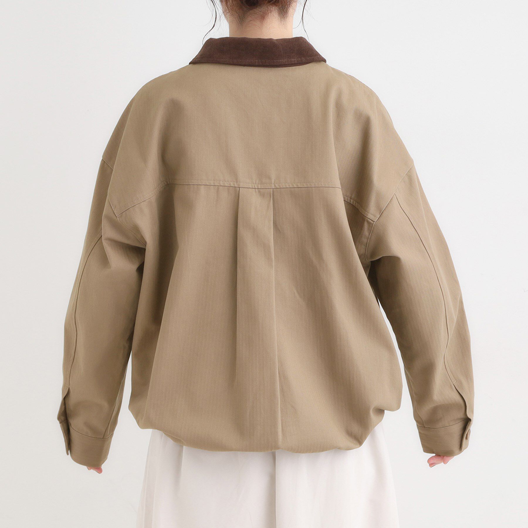 SHOO･LA･RUE「配色衿 ヘリンボーンカバーオール」|ブルゾン・スタジャン|