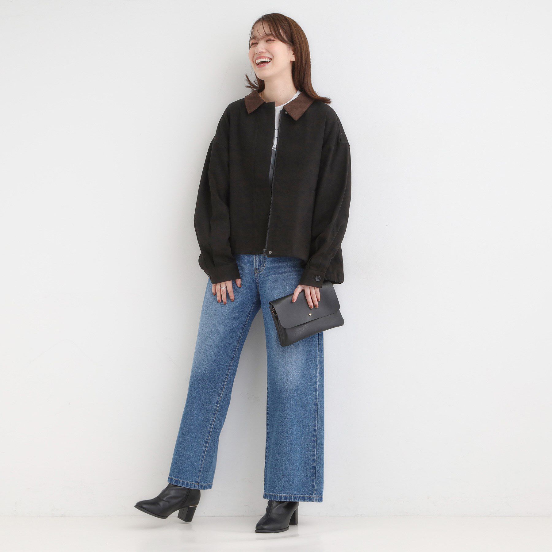 SHOO･LA･RUE「配色衿 ヘリンボーンカバーオール」|ブルゾン・スタジャン|