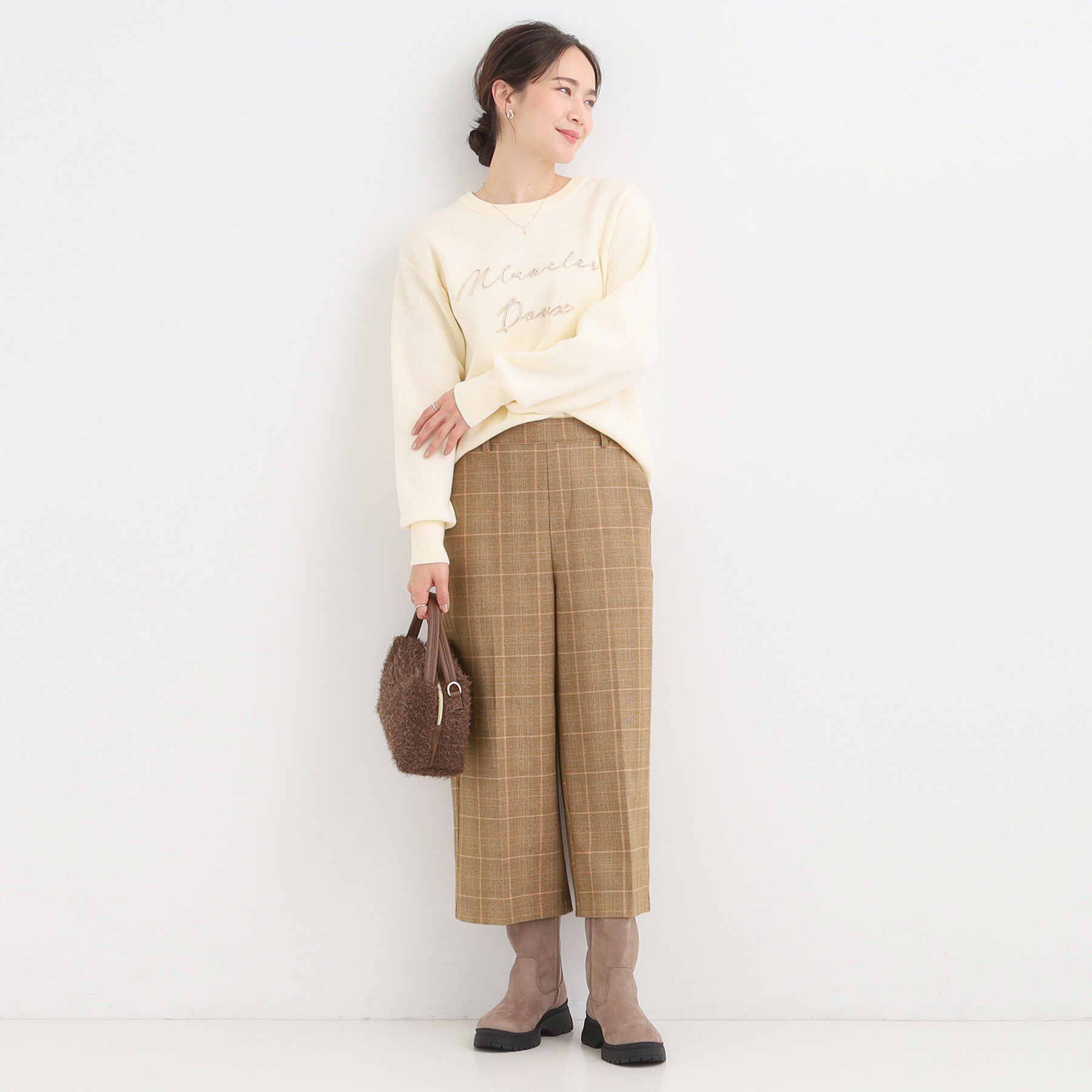 SHOO･LA･RUE「【洗濯機可/S-LL】きちんと見えする あったか裏起毛ガウチョパンツ」|その他|