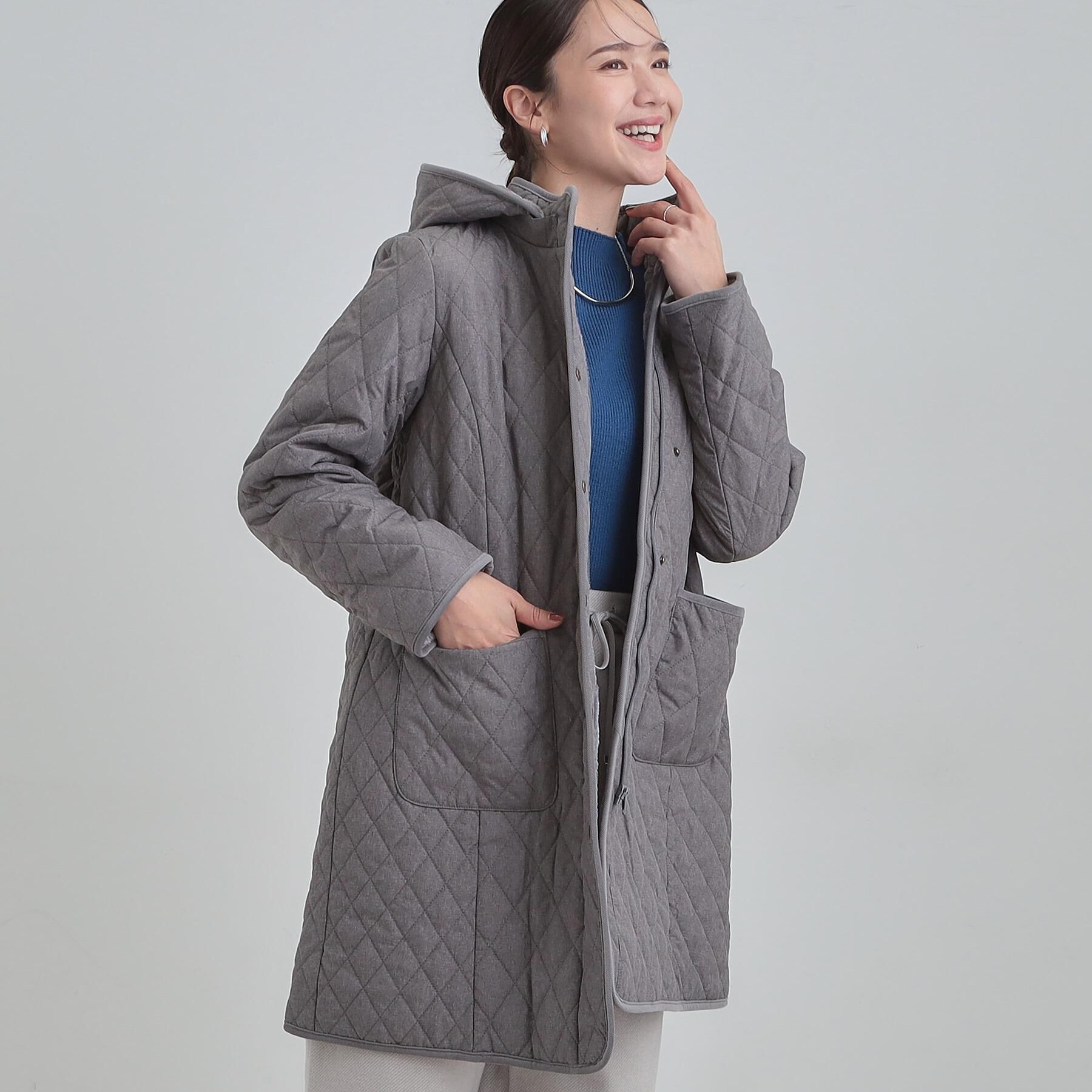 SHOO･LA･RUE「【撥水/フード取り外し可】自然にくびれる あったかダイヤ柄キルトコート【CIRCRIC】」|ダウン|