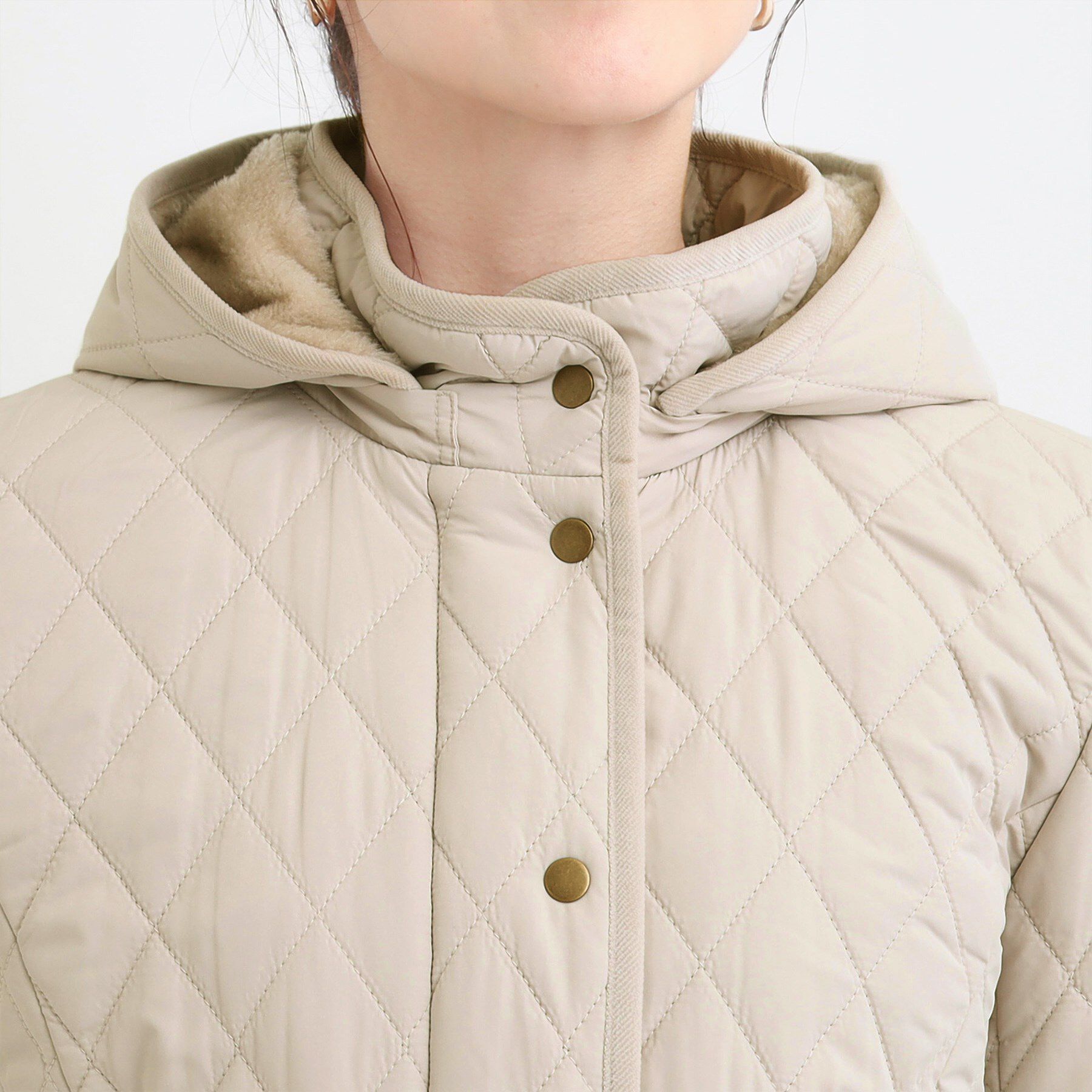 SHOO･LA･RUE「【撥水/フード取り外し可】自然にくびれる あったかダイヤ柄キルトコート【CIRCRIC】」|ダウン|