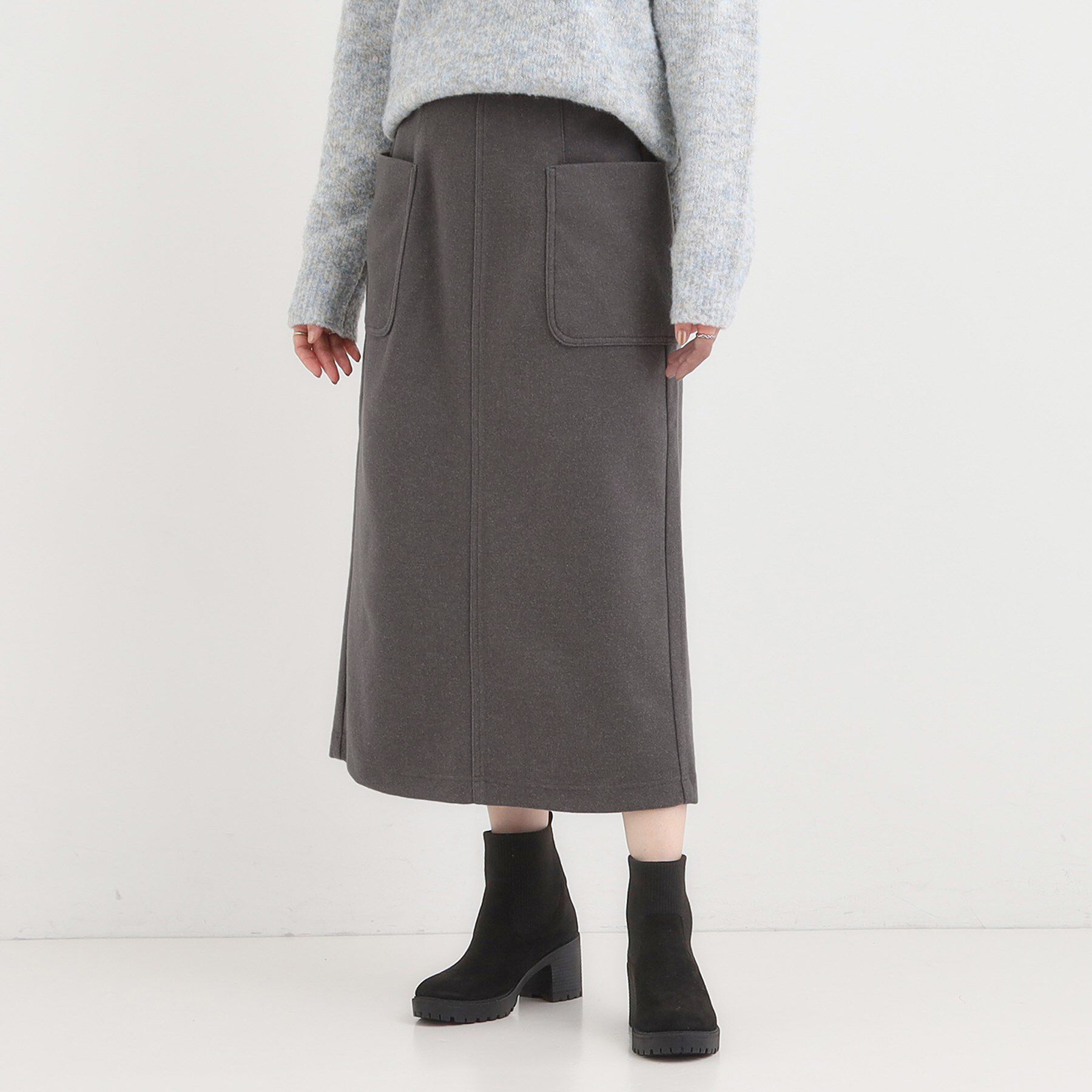 SHOO･LA･RUE「【S-LL】あったかすっきり 圧縮ニットナロースカート」|スカート|