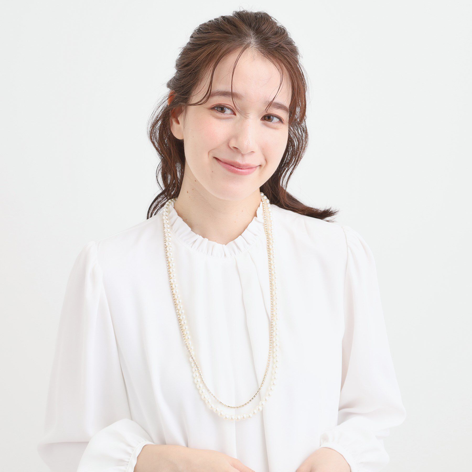 SHOO･LA･RUE「【セレモニー】2連ダイヤレーンロングネックレス」|ネックレス|