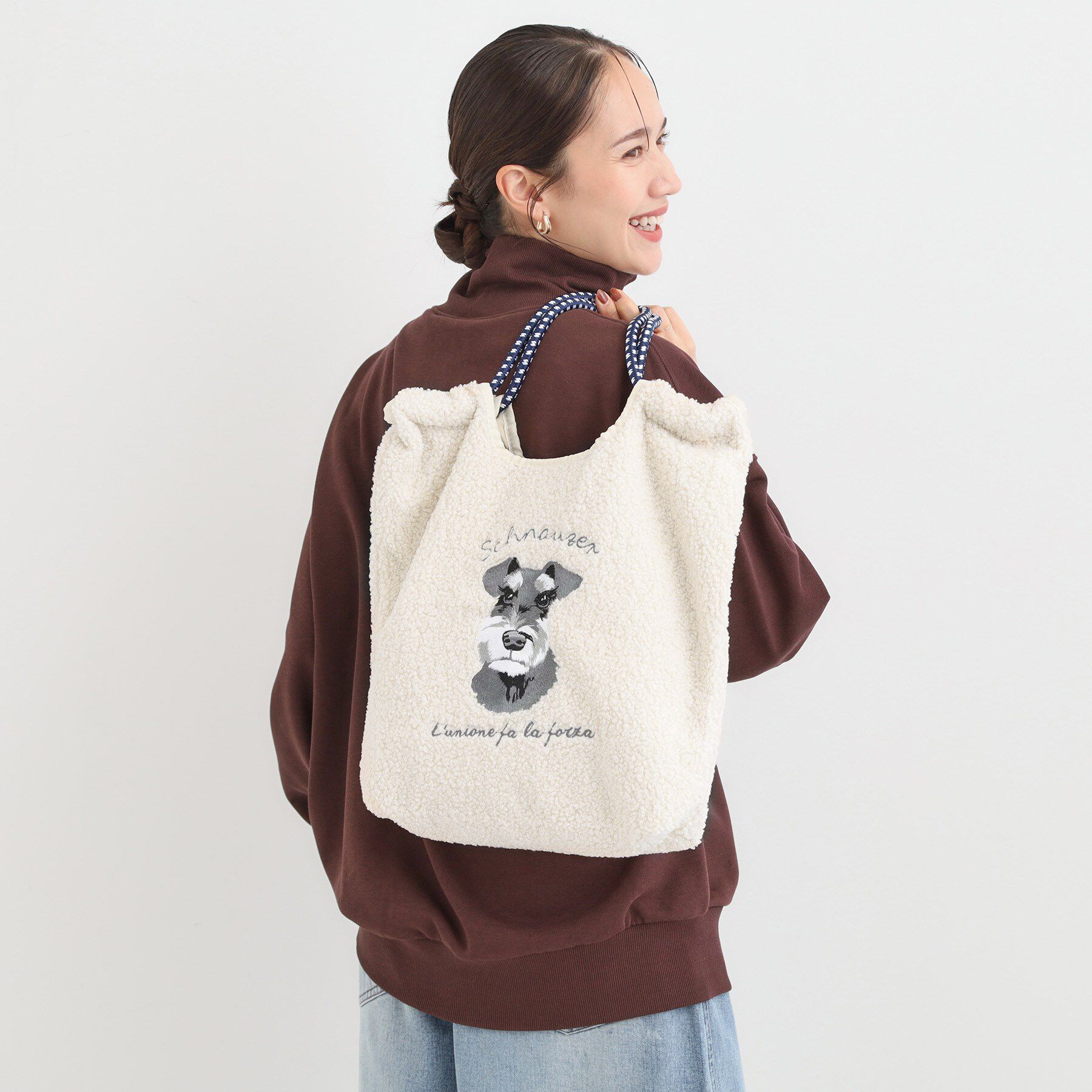 SHOO･LA･RUE「ボア刺繍アニマルコードトートバッグ」|トートバッグ|アイボリー(104)