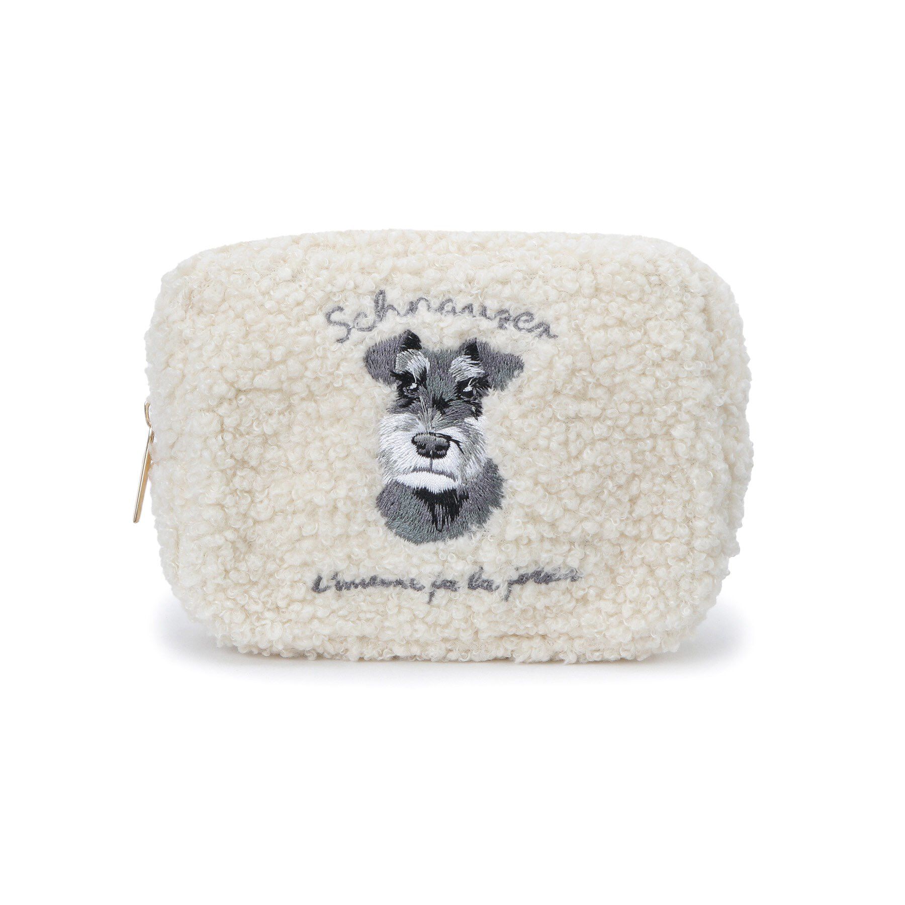 SHOO･LA･RUE「ボアアニマル刺繍ポーチ」|ポーチ|アイボリー(104)
