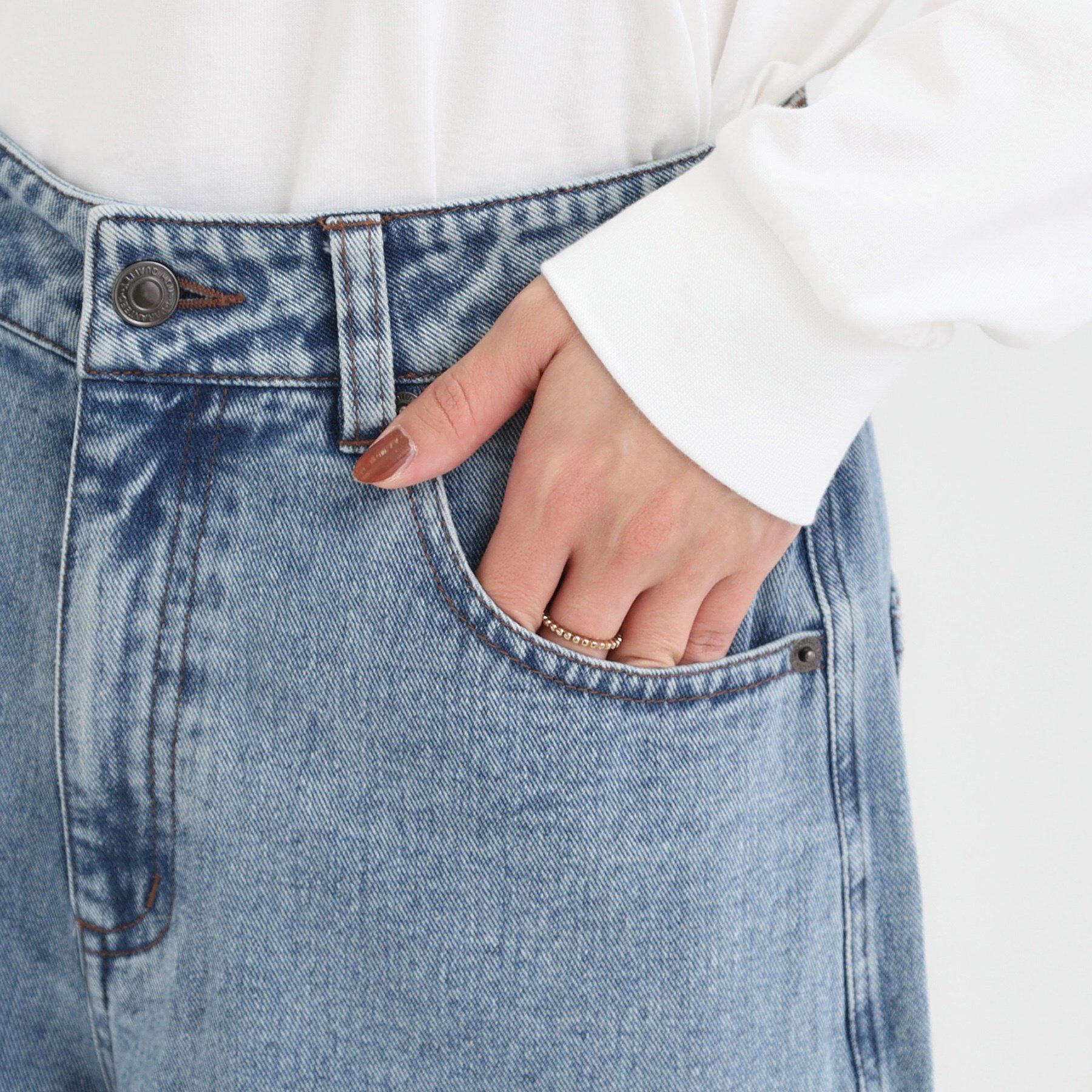 SHOO･LA･RUE「【S-LL】立体カーブデニムパンツ」|デニム|