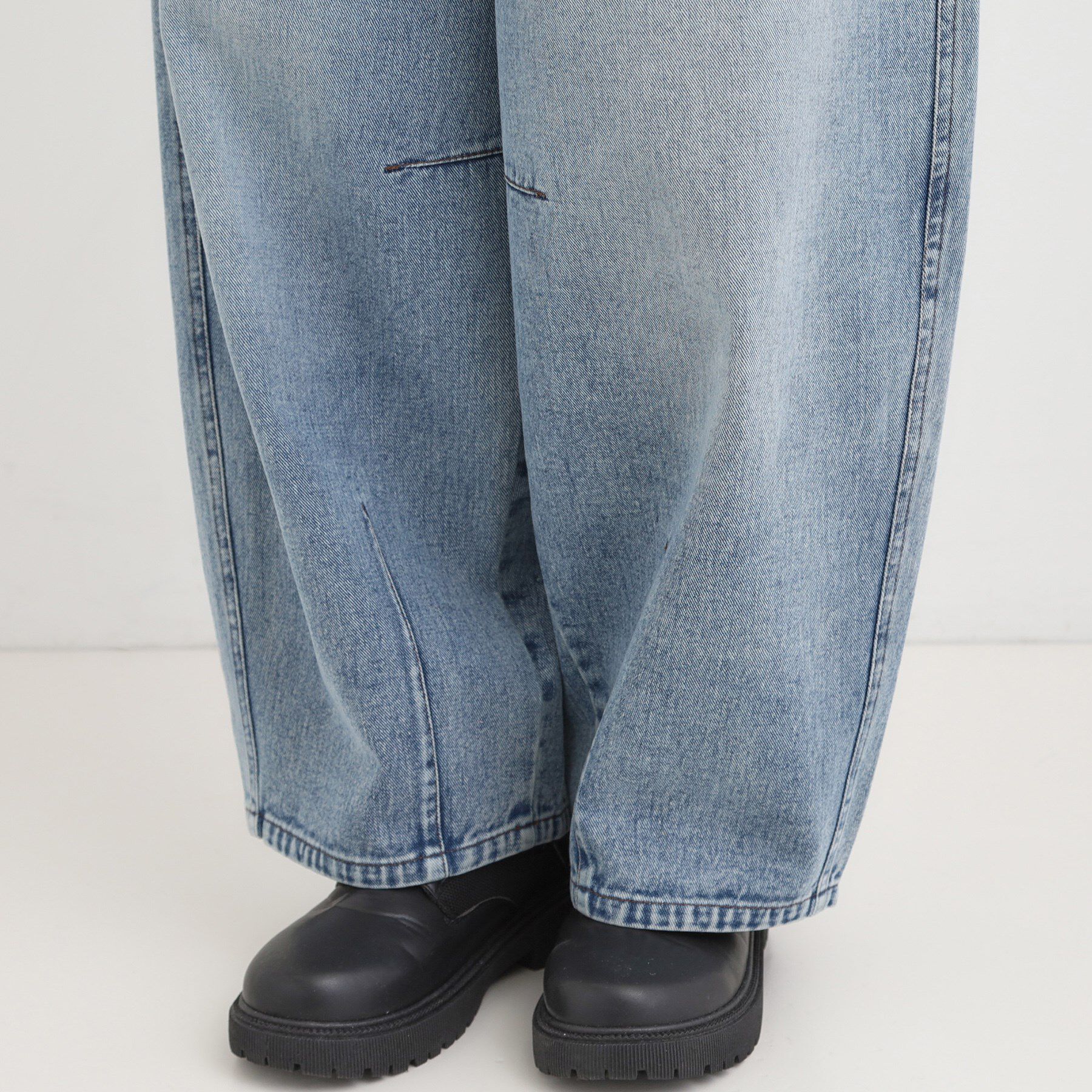 SHOO･LA･RUE「【S-LL】立体カーブデニムパンツ」|デニム|