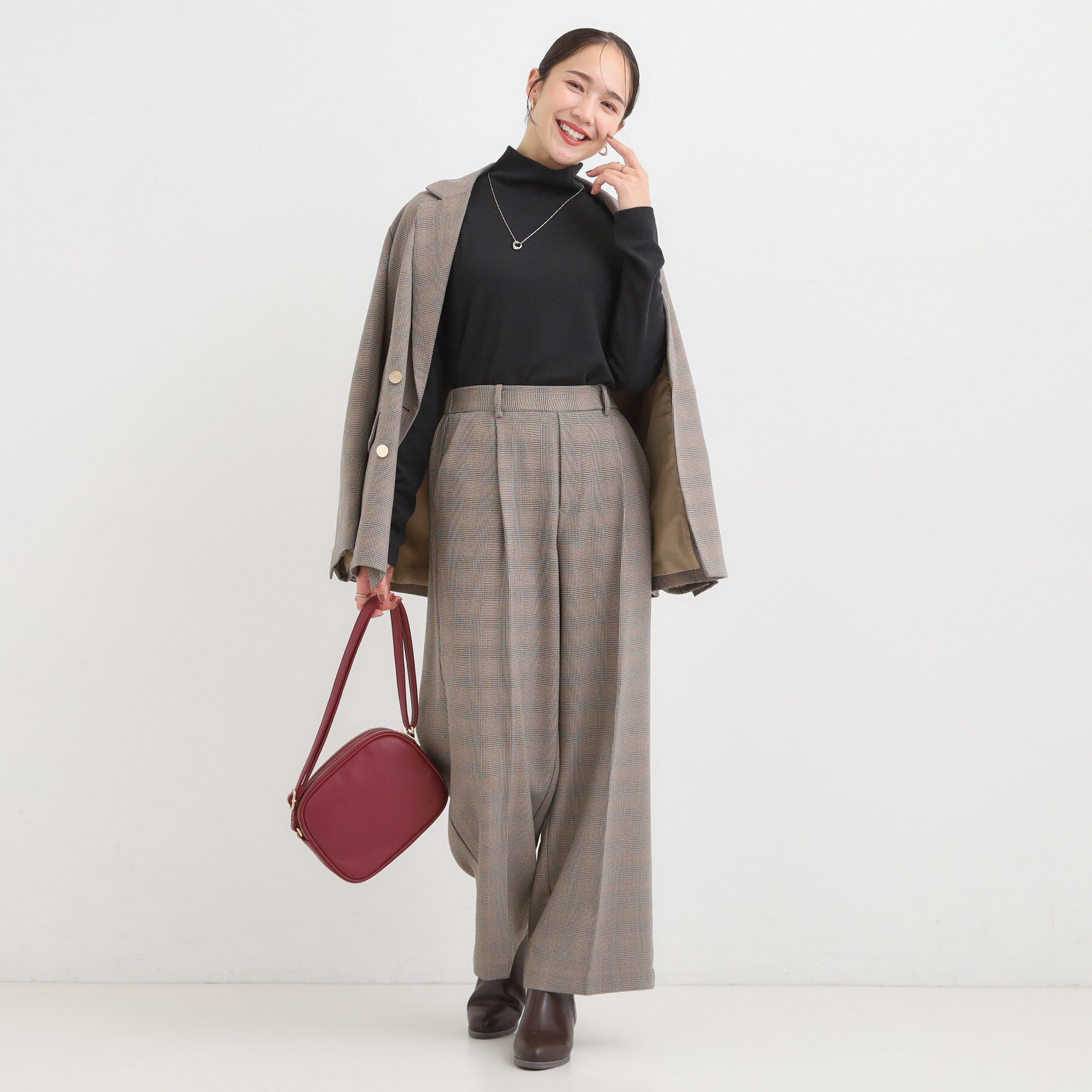 SHOO･LA･RUE「【洗濯機可/S-LL/セットアップ可】脚のラインをきれいに魅せる センタープレスワイドパンツ」|その他|