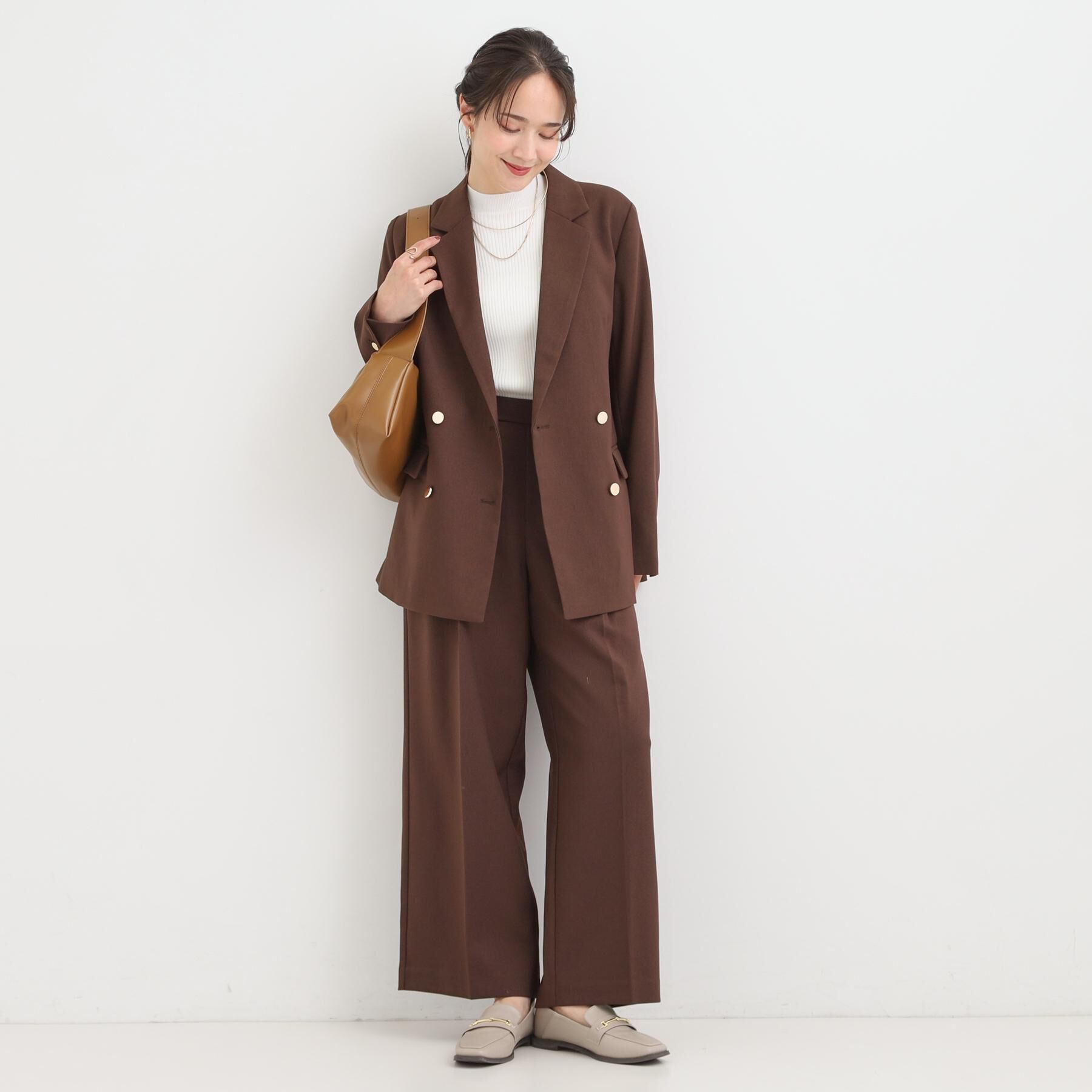 SHOO･LA･RUE「【洗濯機可/S-LL/セットアップ可】脚のラインをきれいに魅せる センタープレスワイドパンツ」|その他|