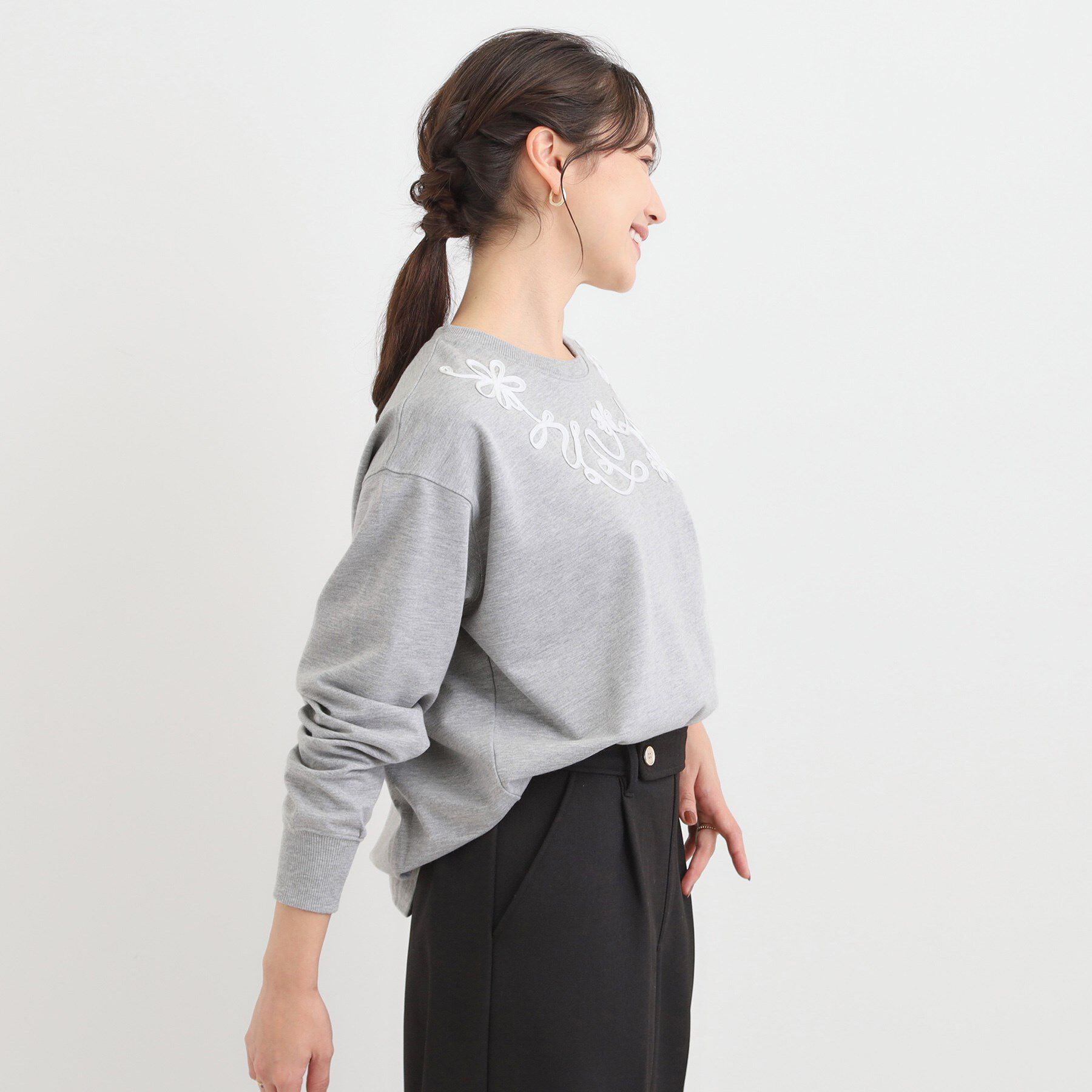 SHOO･LA･RUE「コード刺繍ミニ裏毛トップス」|Tシャツ・カットソー|