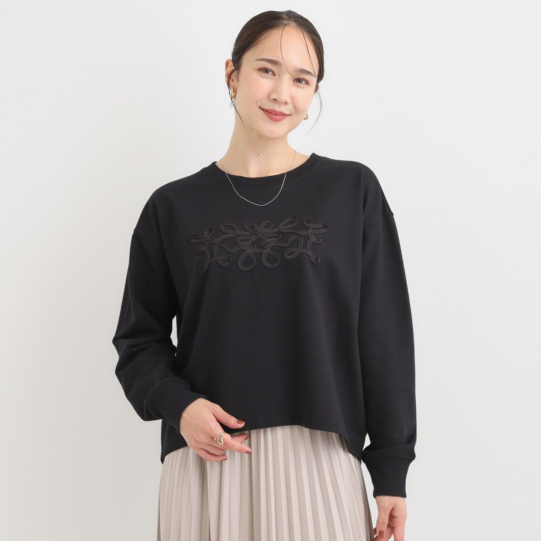 SHOO･LA･RUE「コード刺繍ミニ裏毛トップス」|Tシャツ・カットソー|