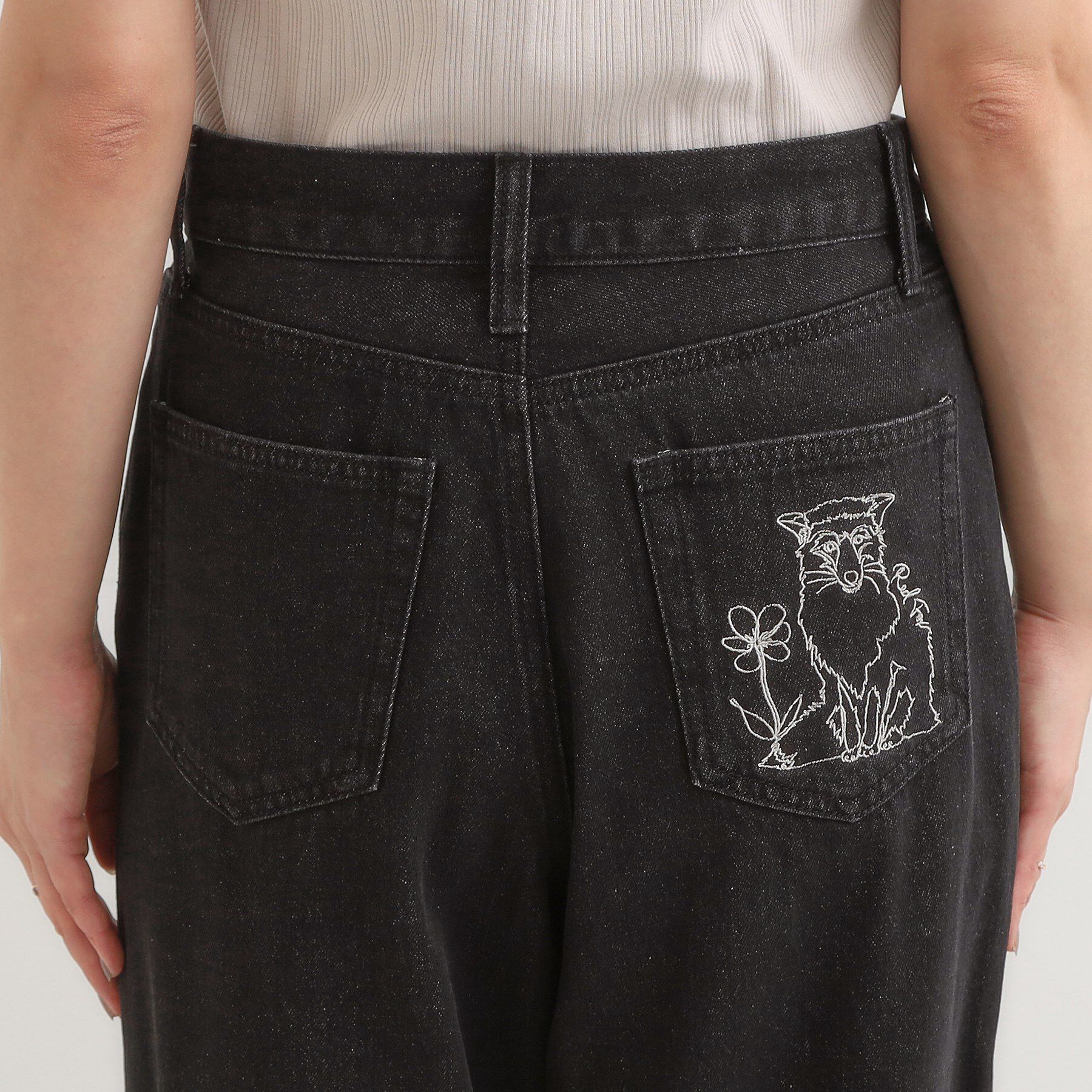 SHOO･LA･RUE「【旭山動物園応援商品】ポケット刺繍デニム」|デニム|