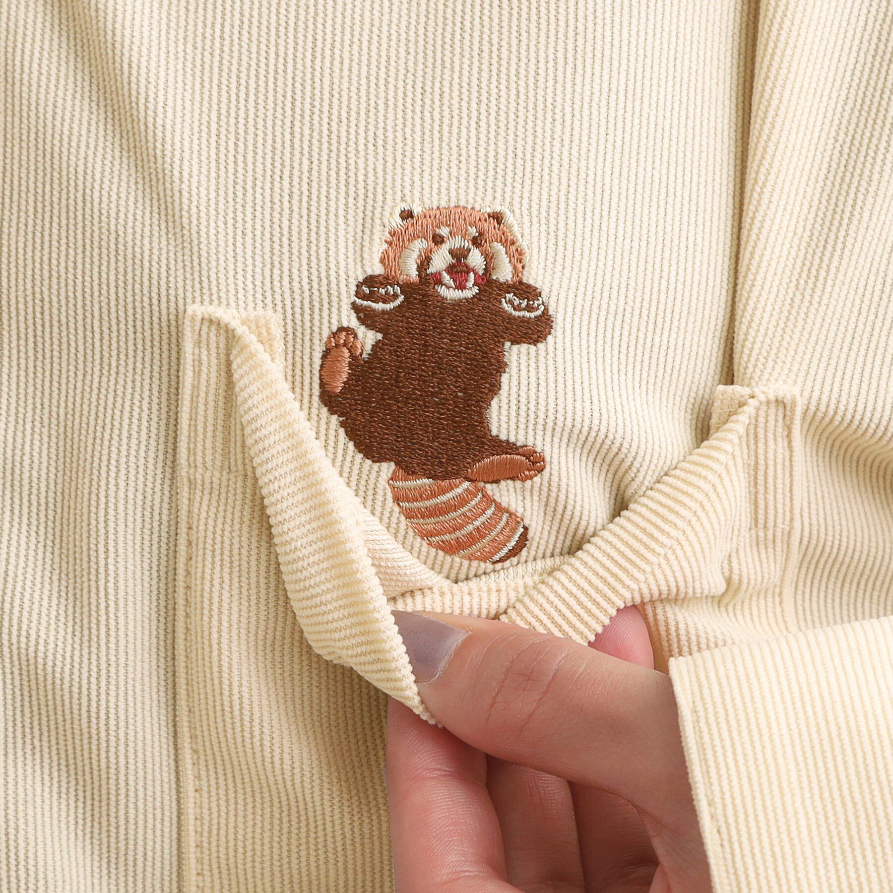 SHOO･LA･RUE「【旭山動物園応援商品】ワンポイント刺繍 コーデュロイシャツ」|シャツ・ブラウス|