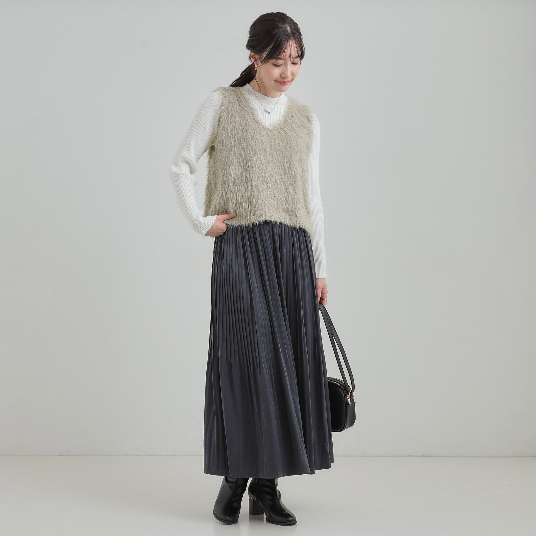 SHOO･LA･RUE「【S-LL/2点セット】着るだけでコーデが決まる フェザーニットベスト&times;リブニット」|その他|