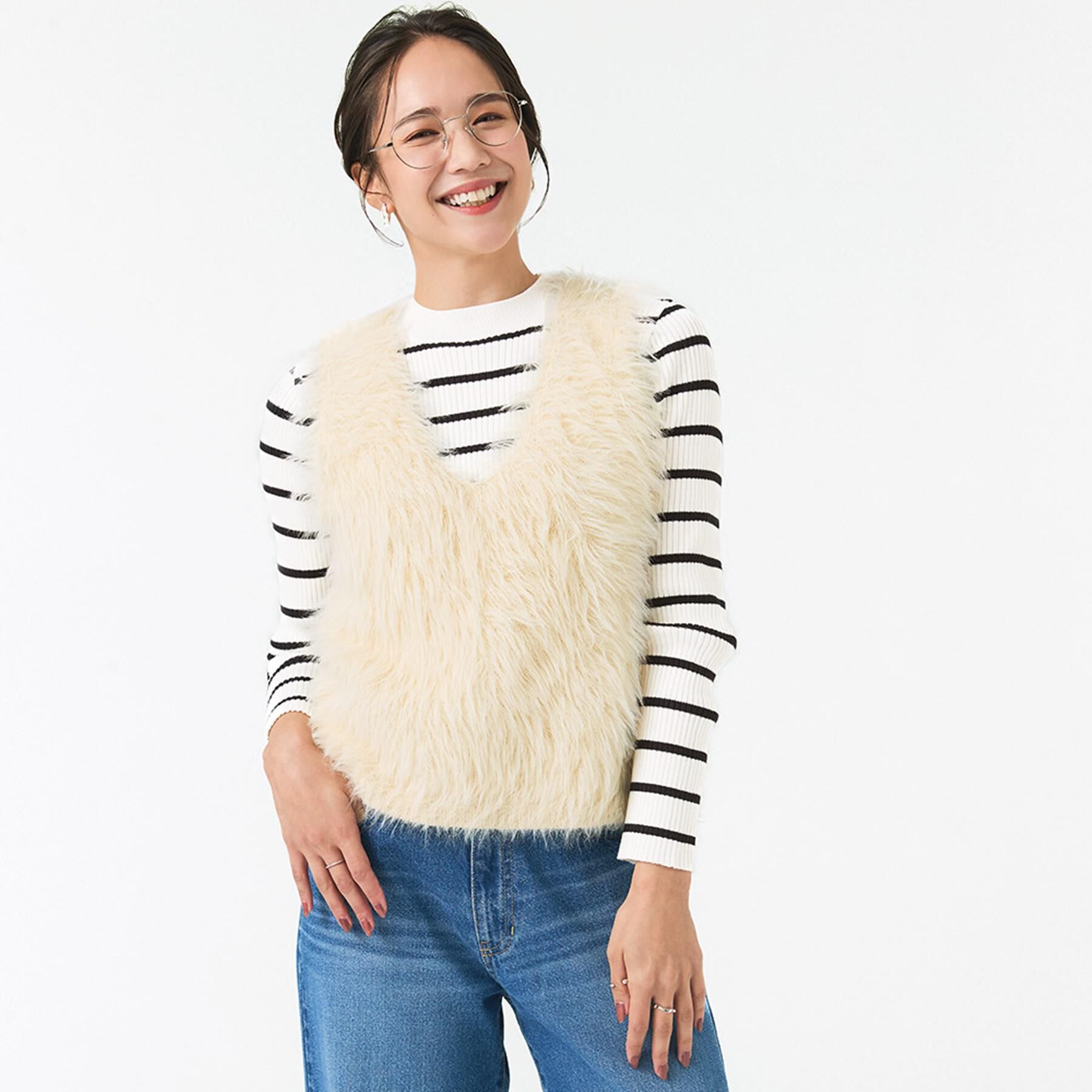 SHOO･LA･RUE「【S-LL/2点セット】着るだけでコーデが決まる フェザーニットベスト&times;リブニット」|その他|