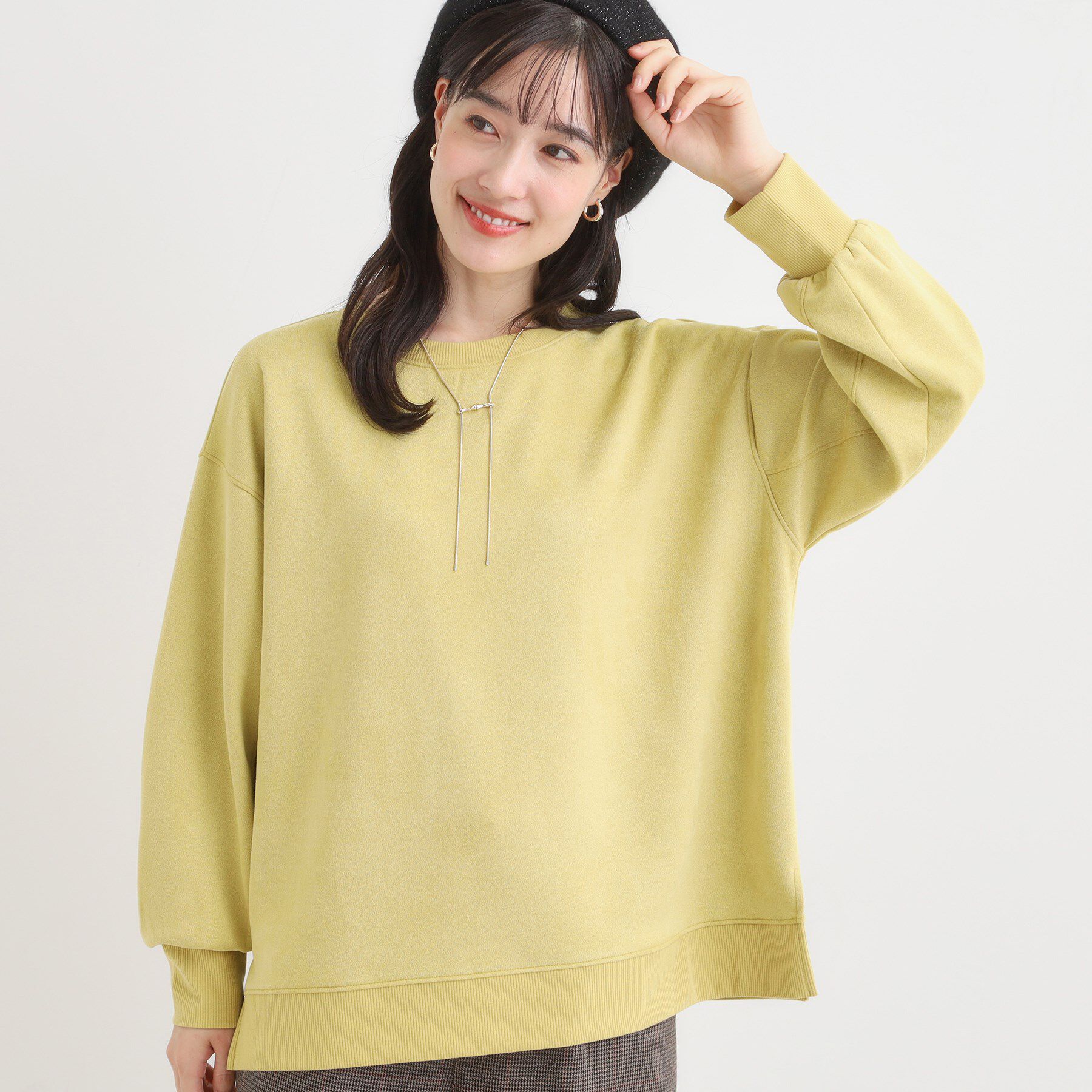 SHOO･LA･RUE「【S-LL】なめらかタッチが癖になる スエード調トップス」|Tシャツ・カットソー|イエロー(031)