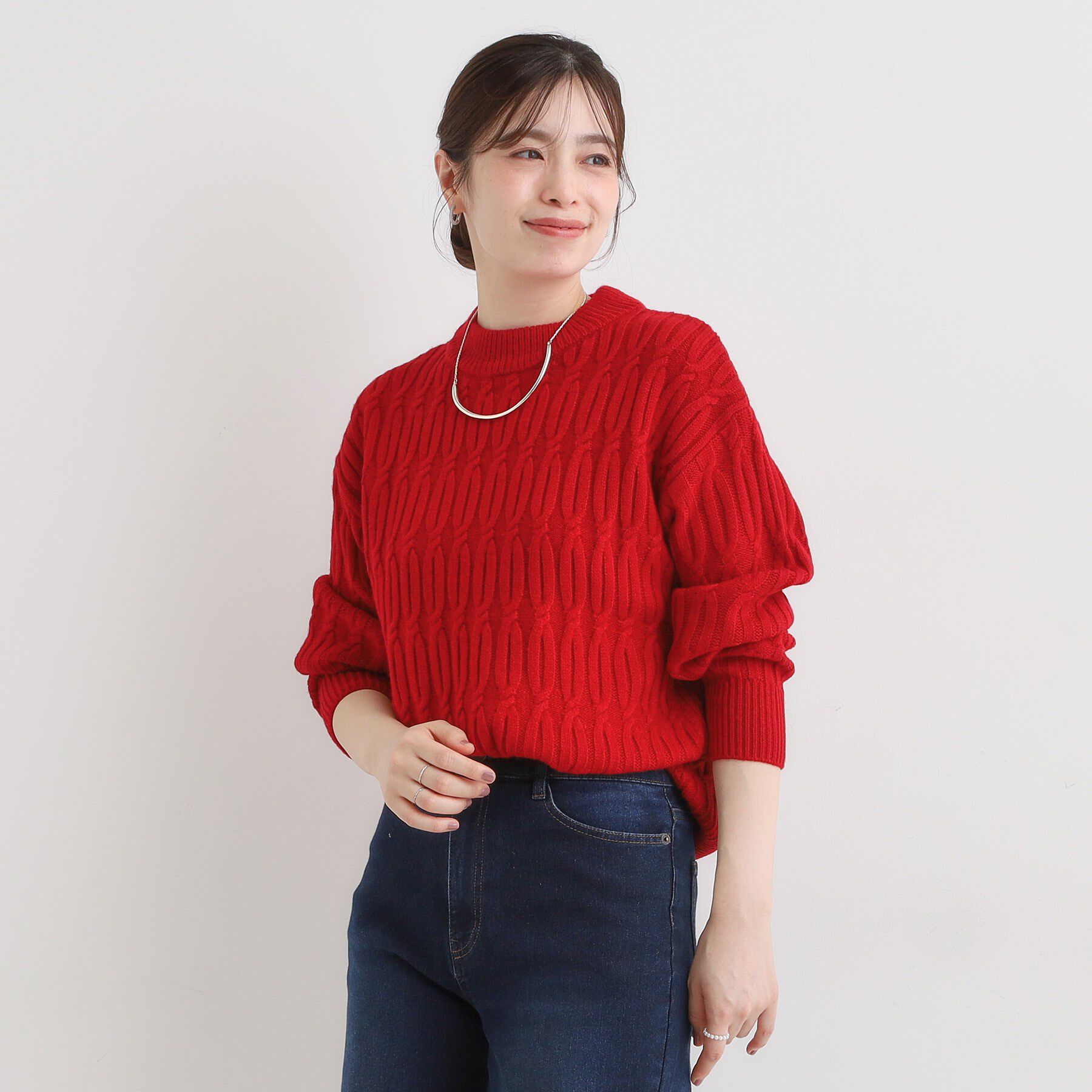 SHOO･LA･RUE「【洗濯機可／毛玉レス】シンプルケーブル柄ニット」|ニット・セーター|