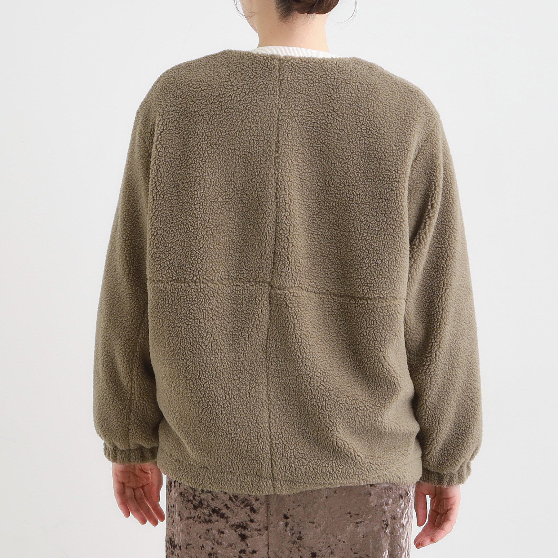 SHOO･LA･RUE「【洗濯機可】即サマになる ノーカラー ボアブルゾン」|ブルゾン・スタジャン|