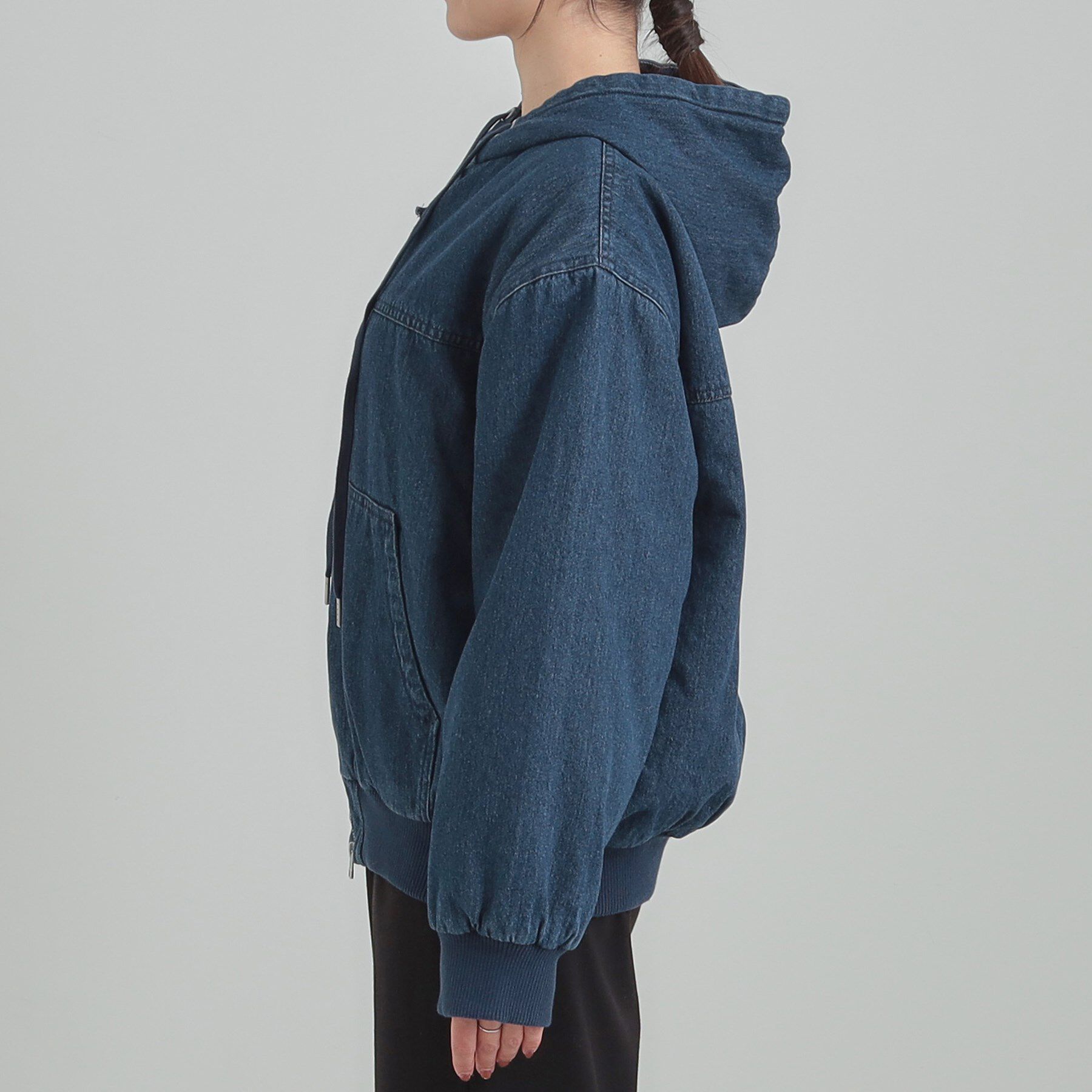 SHOO･LA･RUE「デニム中綿フーディーブルゾン」|ブルゾン・スタジャン|