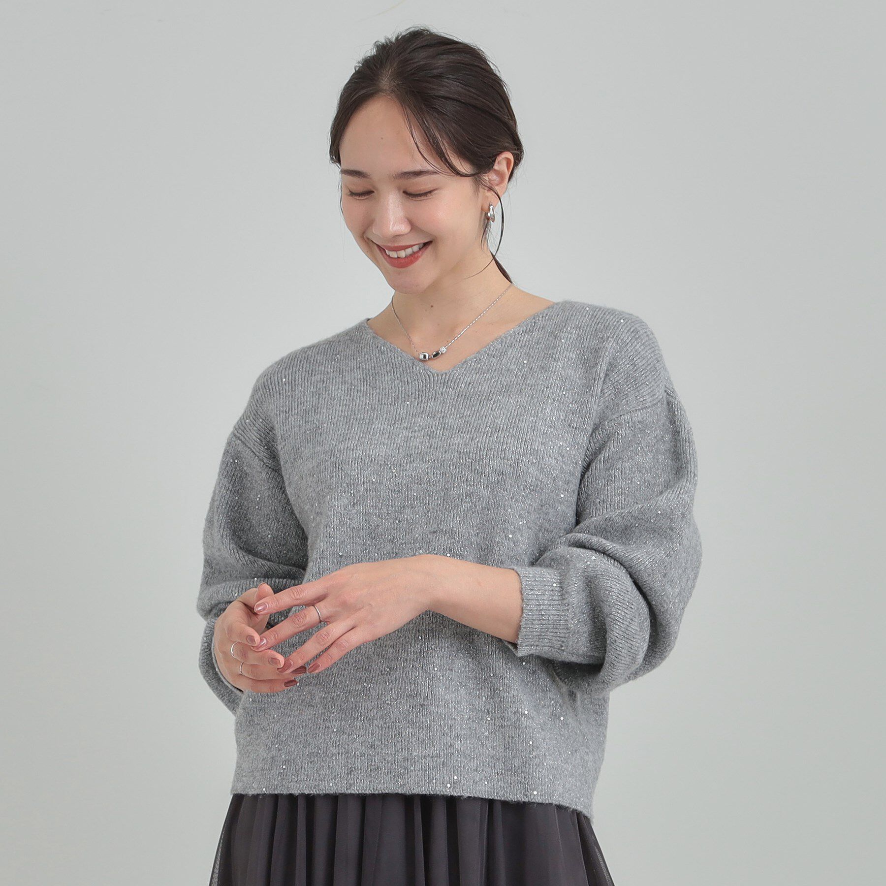 SHOO･LA･RUE「【S-LL】きらっと華やぐ　大人のスパンコールニット」|ニット・セーター|