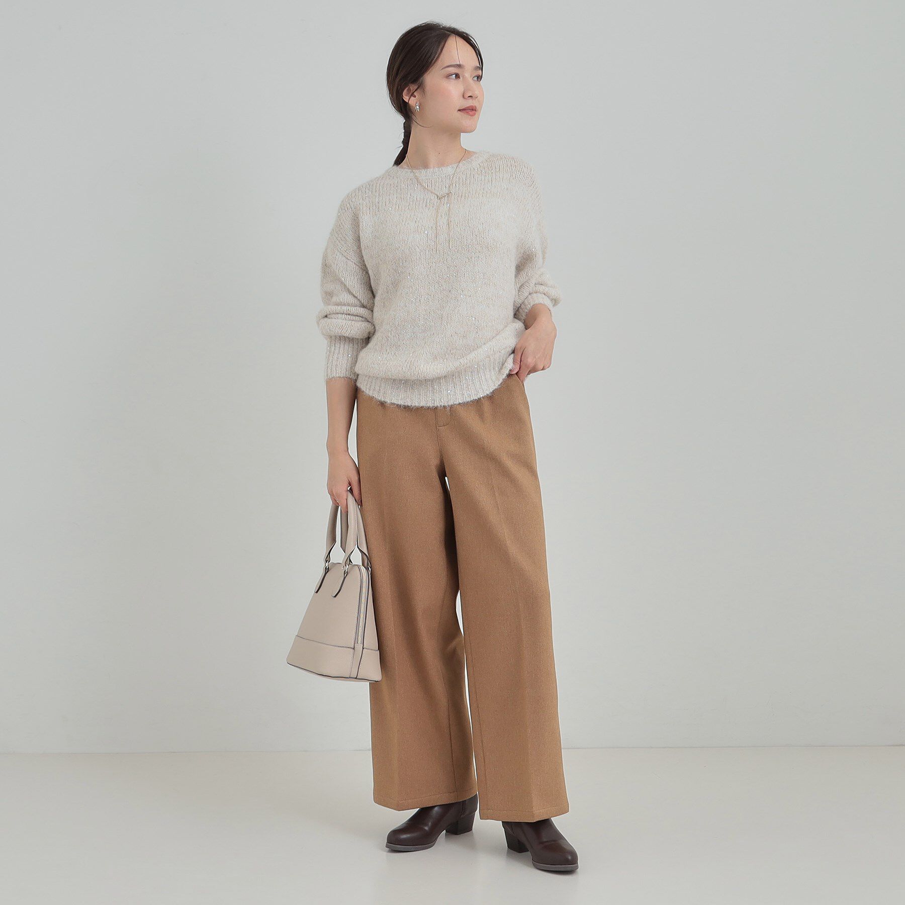 SHOO･LA･RUE「【洗濯機可/S-LL】上品にキラリと華やぐ スパンコールニット」|ニット・セーター|