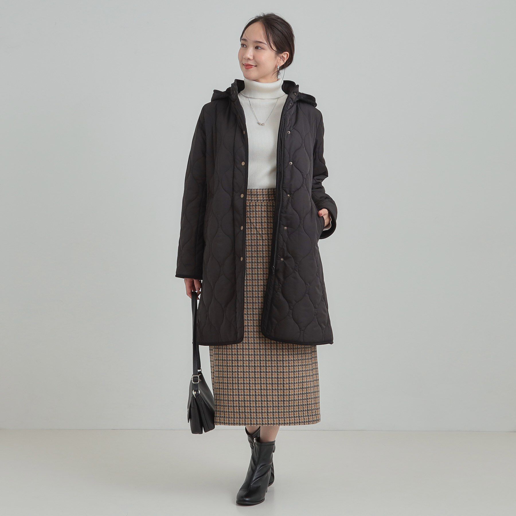 SHOO･LA･RUE「【撥水/フード取り外し可】冬に嬉しいこだわり満載 ひょうたん柄キルトコート」|その他|