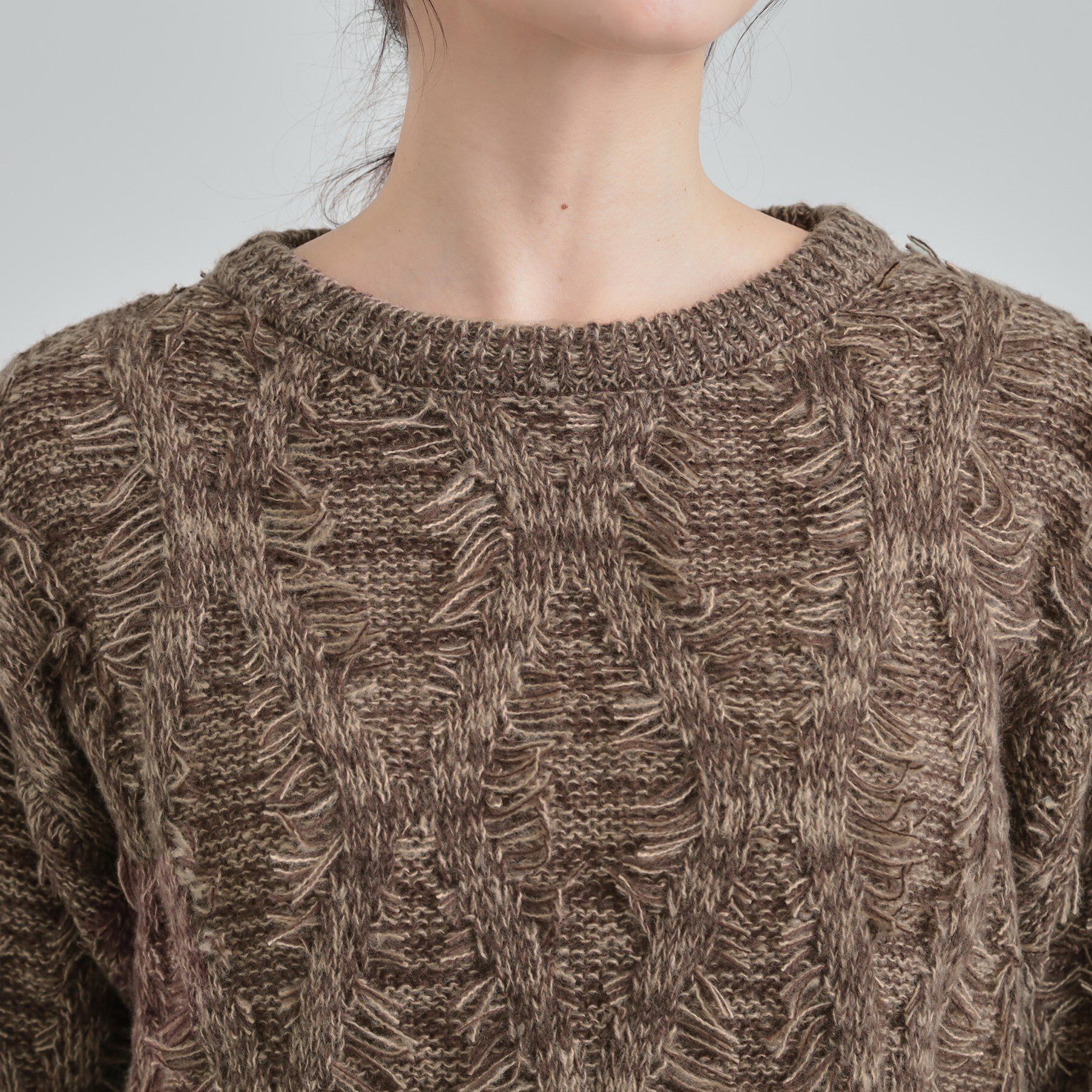 SHOO･LA･RUE「【S-LL】大人も着やすいシックなカラー 主役級フリンジニット」|ニット・セーター|