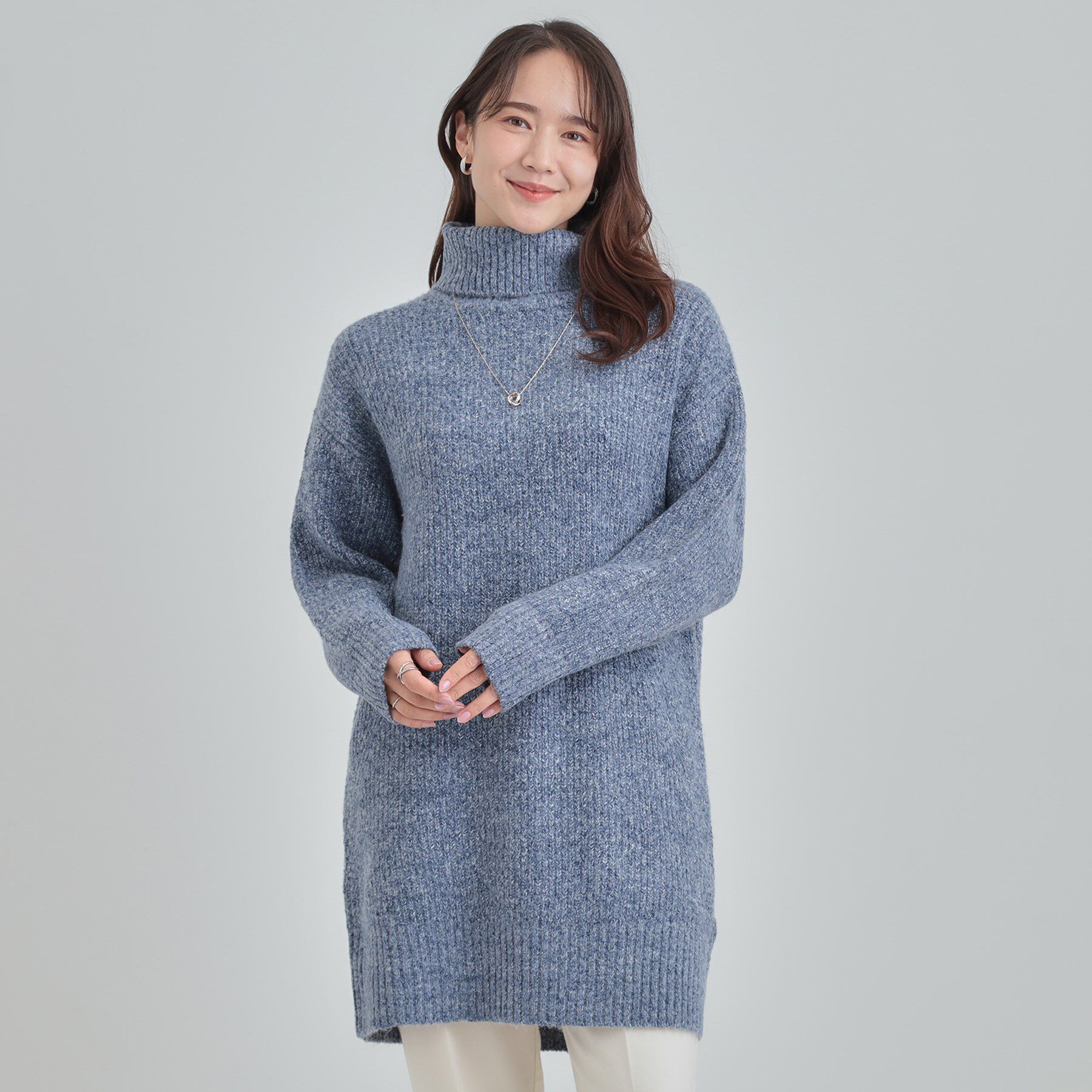 SHOO･LA･RUE「【洗濯機可/S-LL/体型カバー】女性らしい美シルエット チュニックニットワンピース」|ニット・セーター|