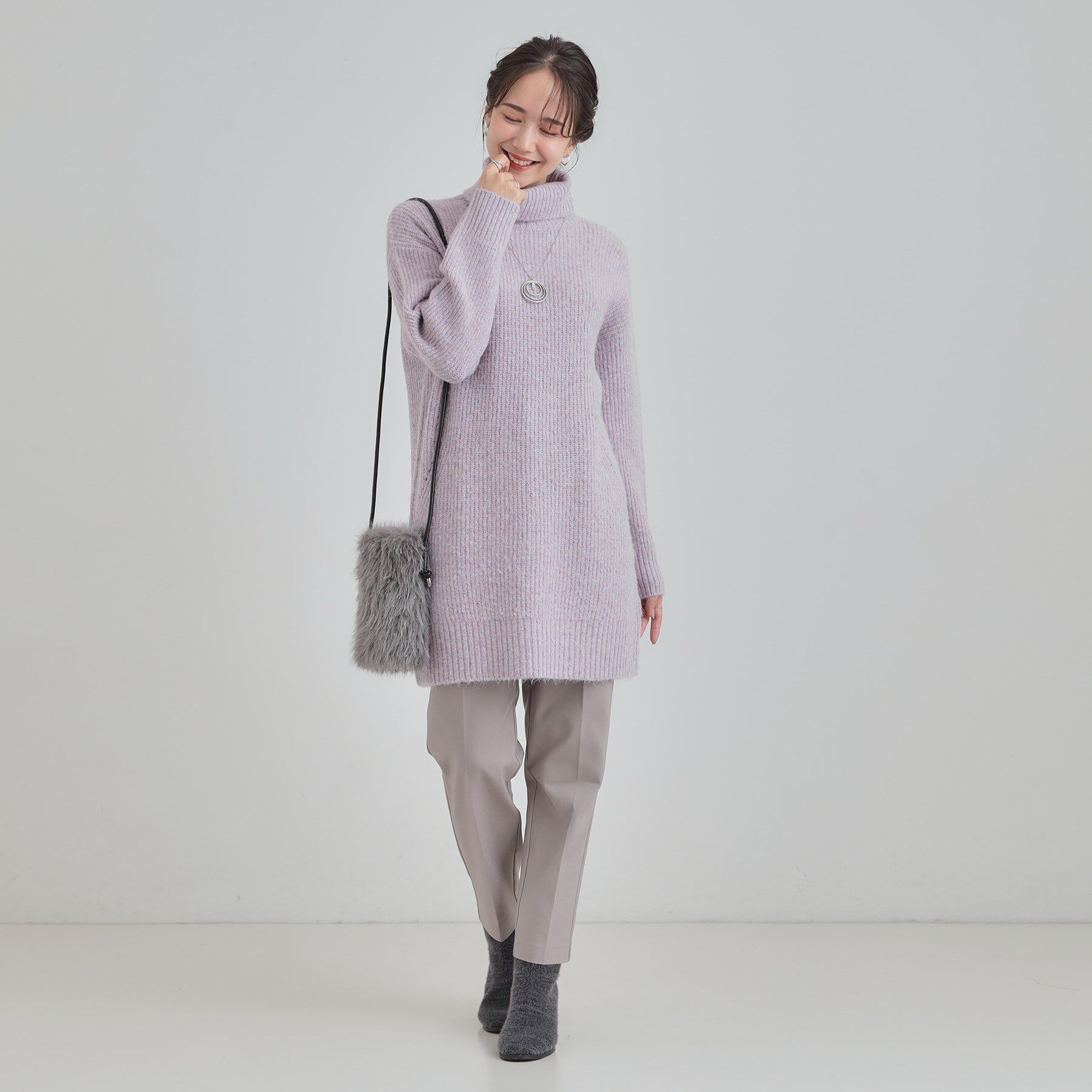 SHOO･LA･RUE「【洗濯機可/S-LL/体型カバー】女性らしい美シルエット チュニックニットワンピース」|ニット・セーター|