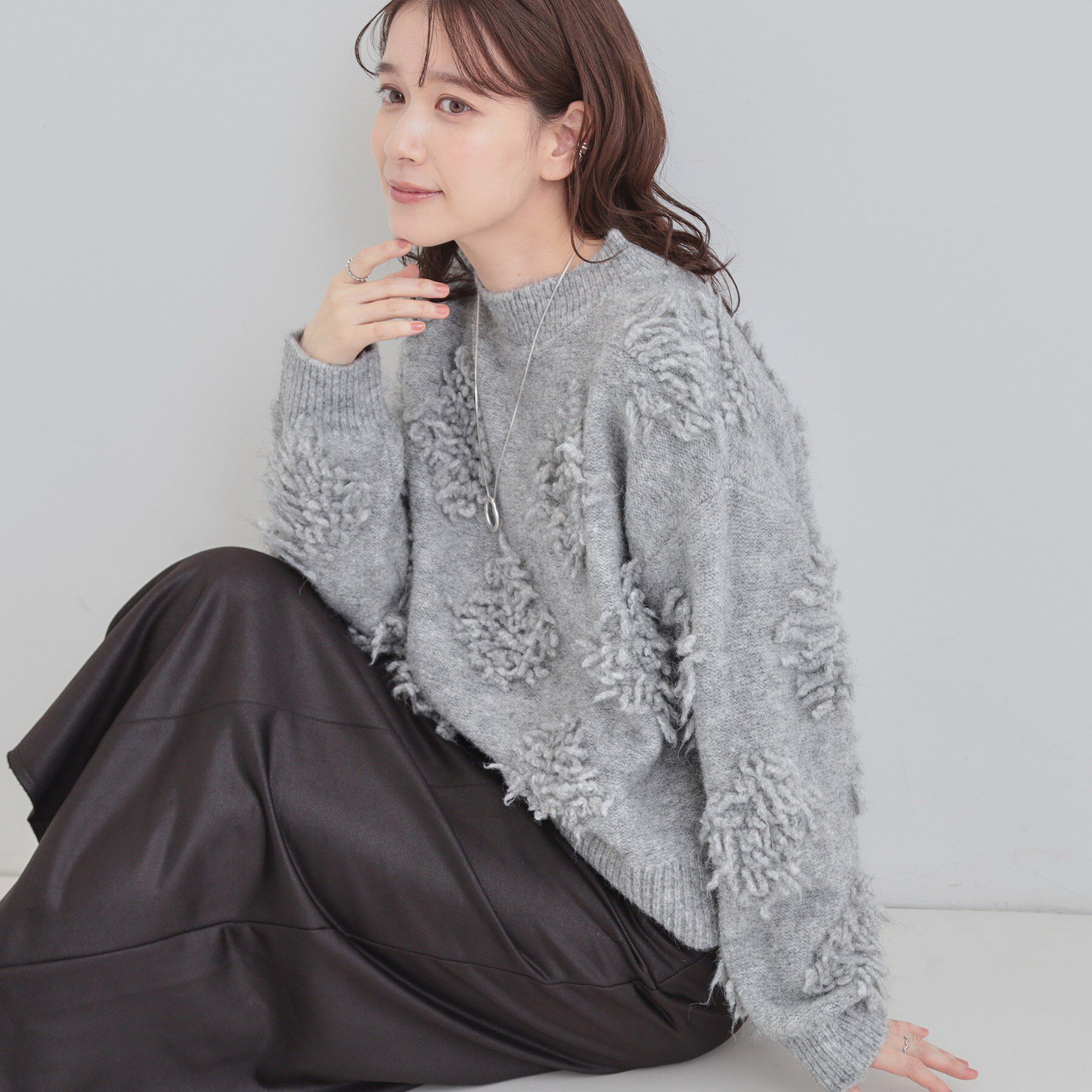 SHOO･LA･RUE「ループデザインニット」|ニット・セーター|ライトグレー(011