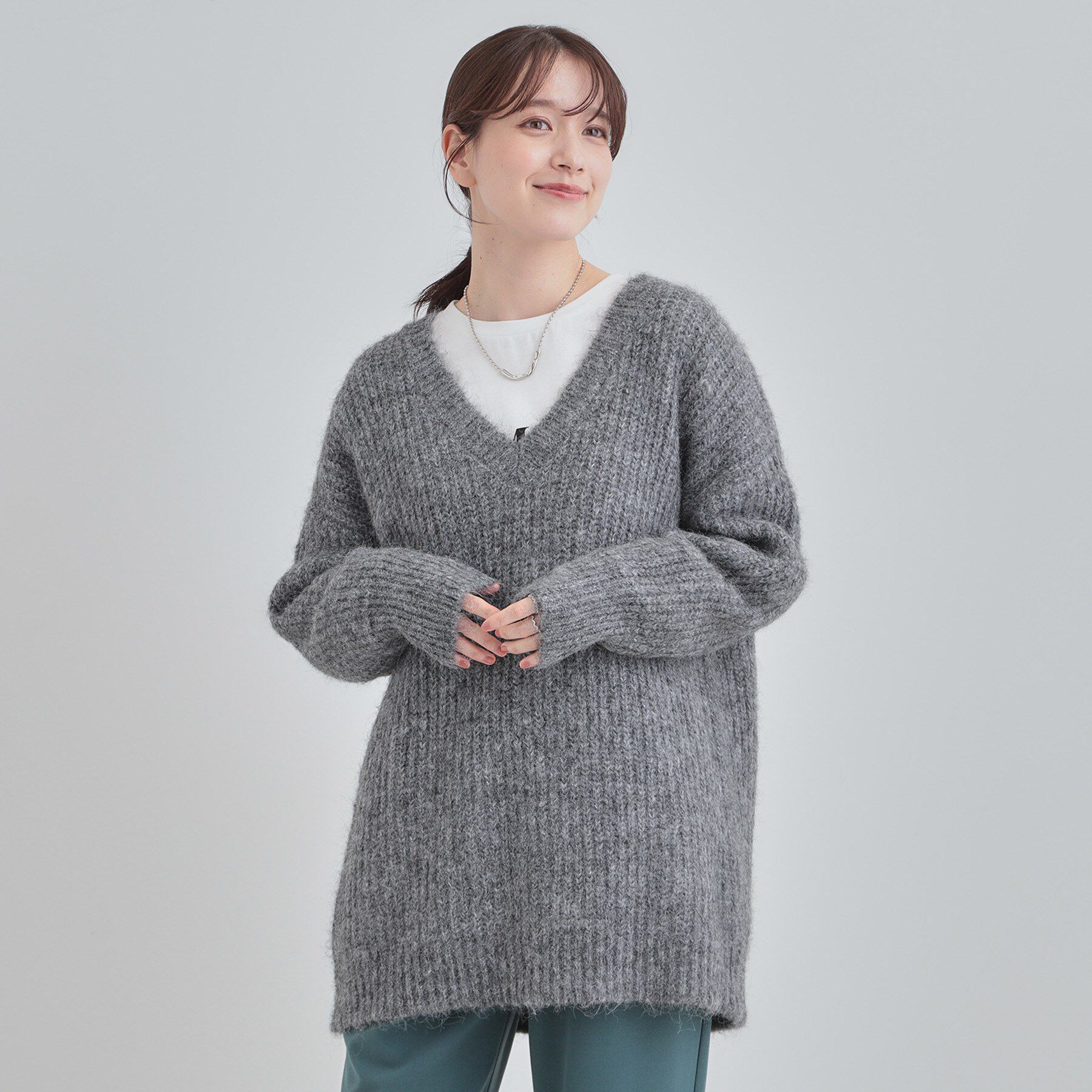 SHOO･LA･RUE「ふわふわタッチ Vネックニットチュニック」|チュニック|