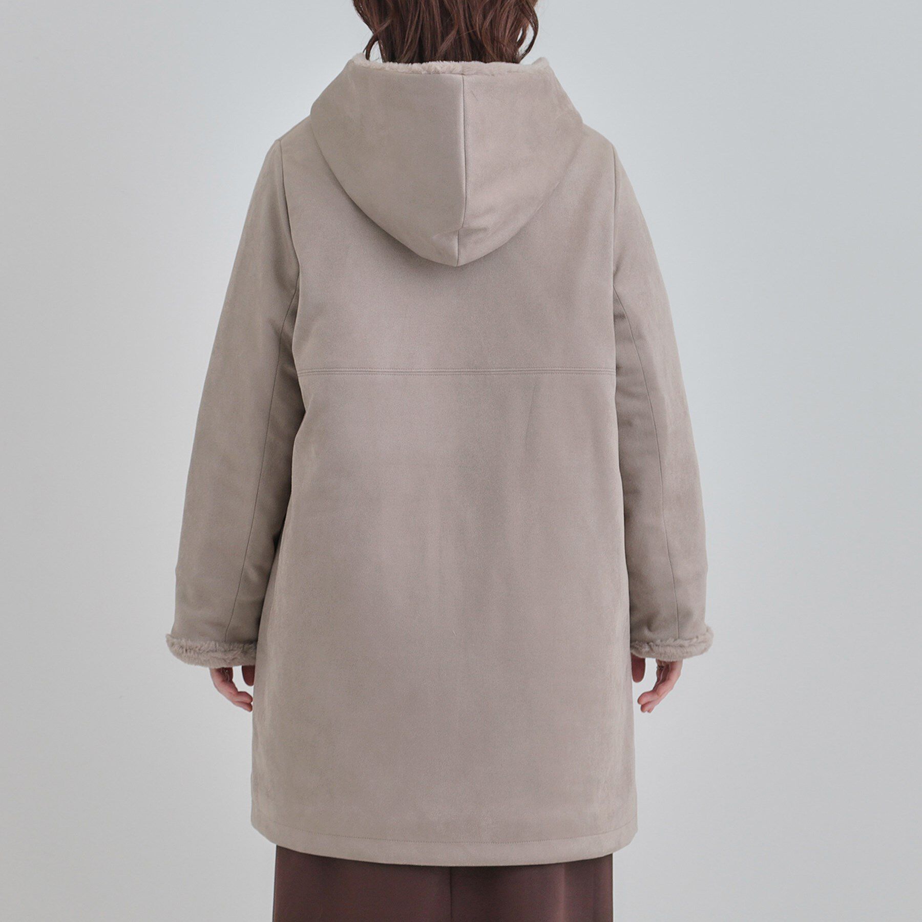 SHOO･LA･RUE「【S-LL】マットな色味が大人な雰囲気 スエード調フードコート」|その他|