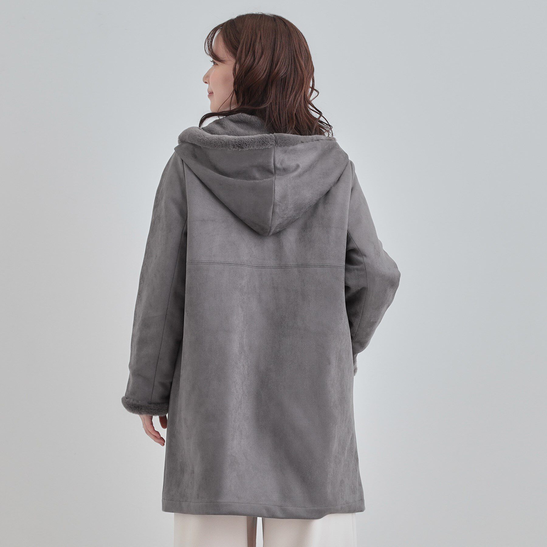 SHOO･LA･RUE「【S-LL】マットな色味が大人な雰囲気 スエード調フードコート」|その他|