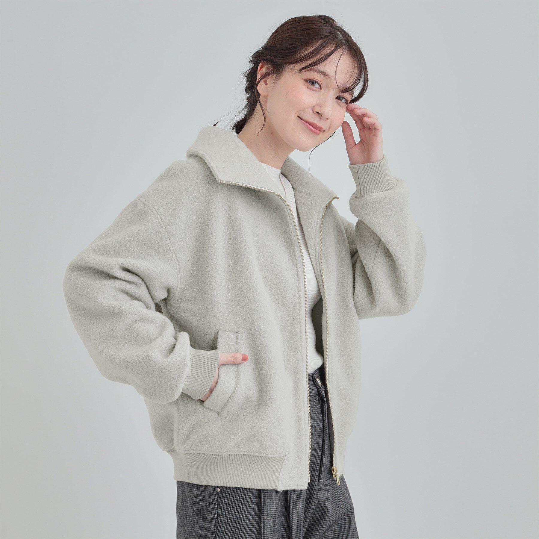 SHOO･LA･RUE「【S-LL】大人の上品カジュアルに スライバージャケット」|ブルゾン・スタジャン|