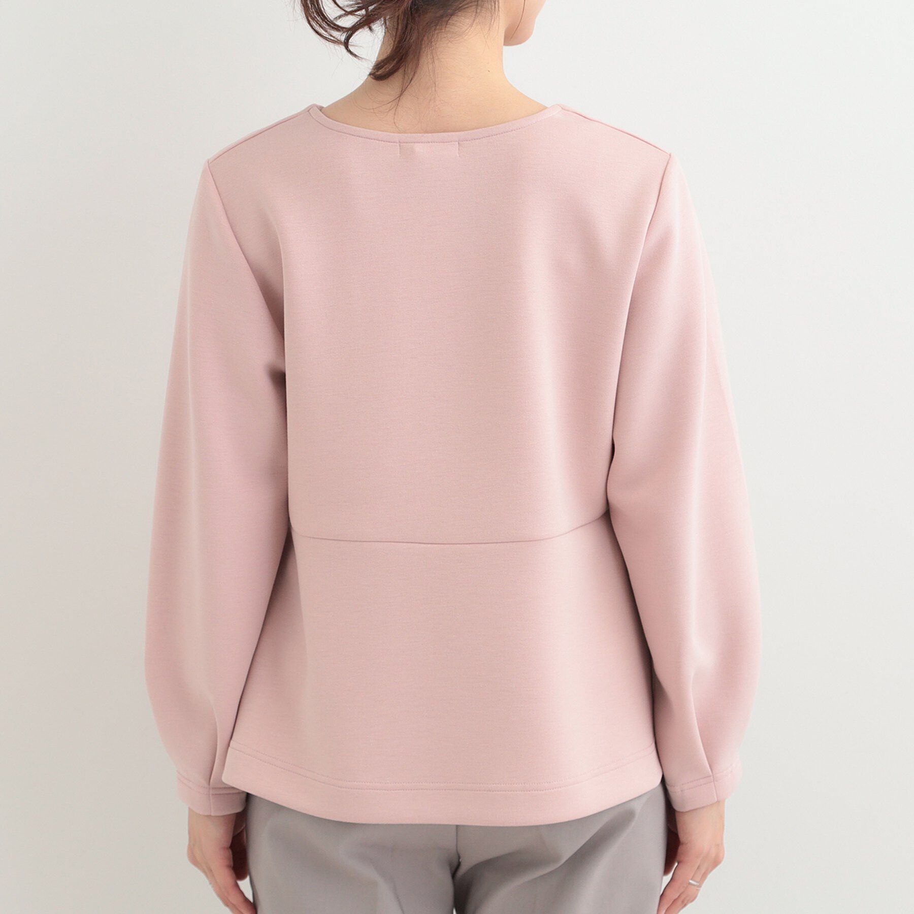 SHOO･LA･RUE「【S-LL/なめらかタッチ】 フェイクパール付きペプラムトップス」|Tシャツ・カットソー|