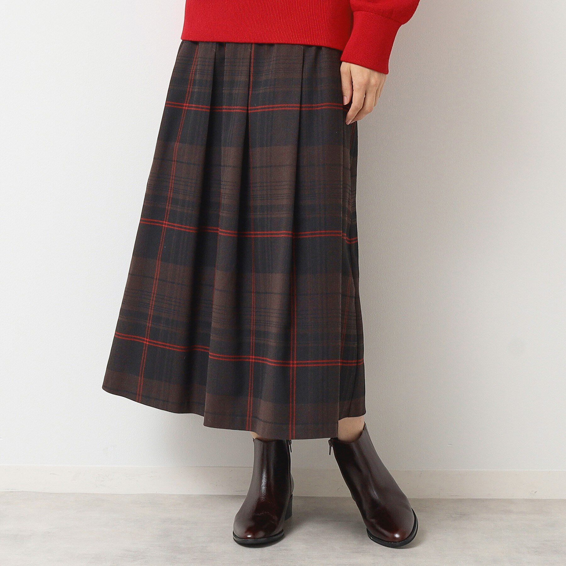 Dessin「【洗える】チェック柄タックプリーツスカート(XS~L)」|スカート|