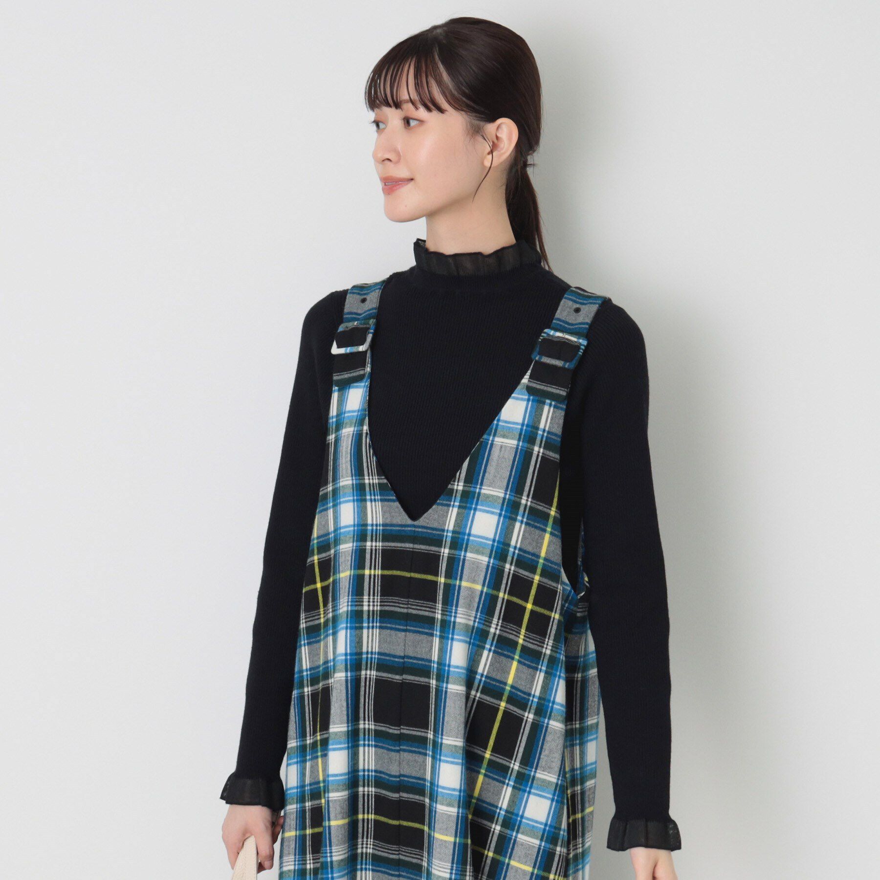 Dessin「【洗える】シースルーフリルネックリブニット」|ニット・セーター|