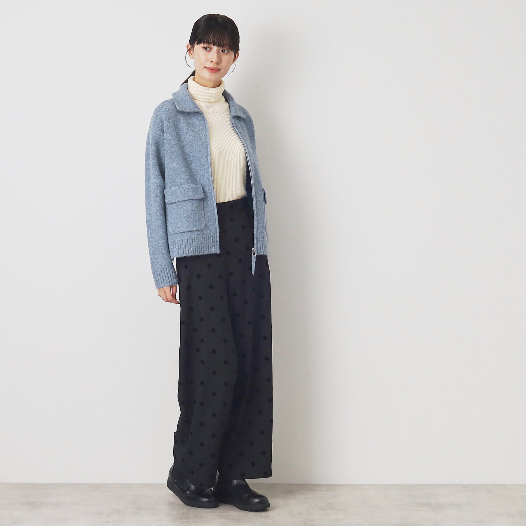 Dessin「【洗える】ダブルフェイスジップアップカーデ」|カーディガン|