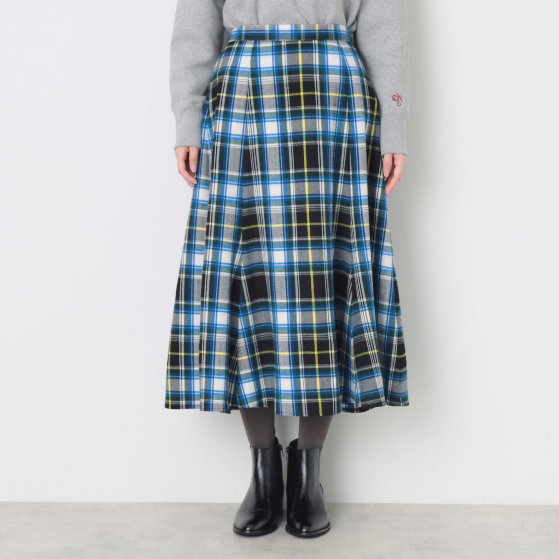 Dessin「【洗える】起毛チェック柄切替フレアースカート（XS～L）」|スカート|