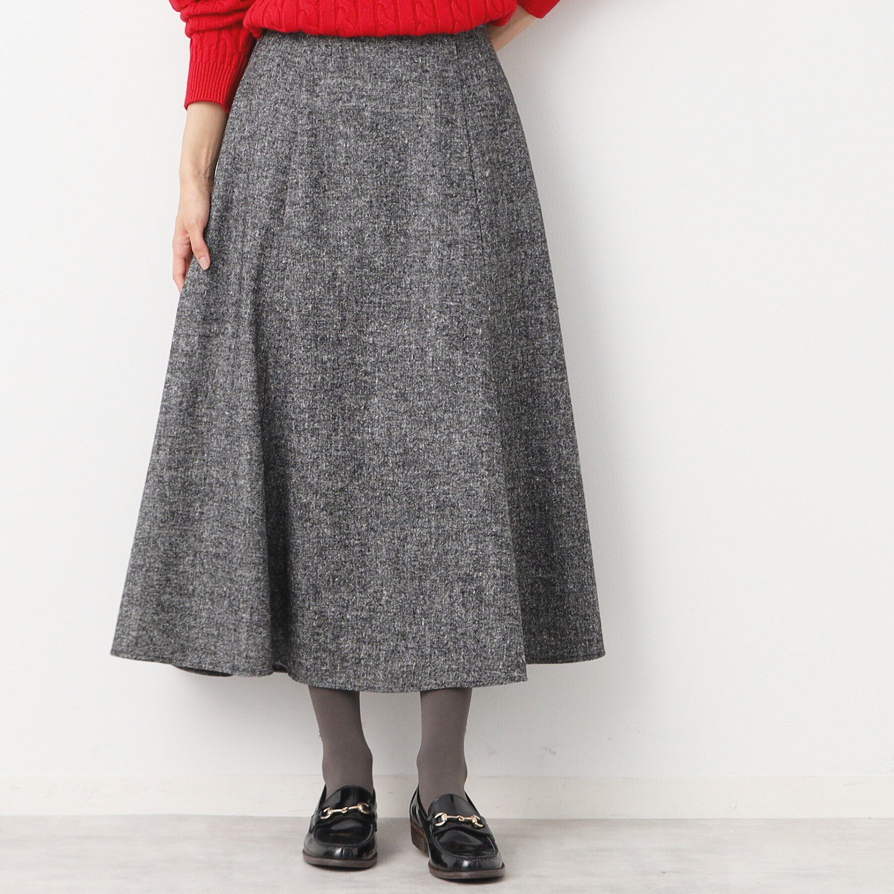 Dessin「【後ろゴム・洗える】ツイード切り替えフレアスカート（XS～L）」|スカート|