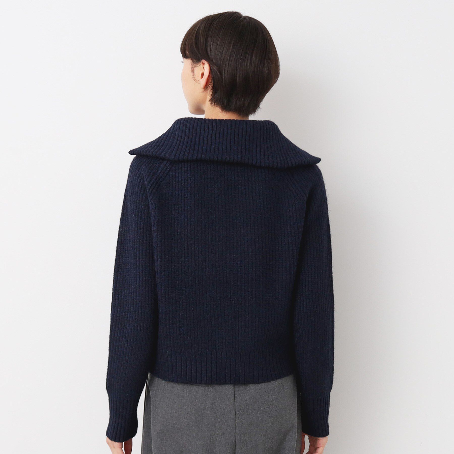 Dessin「【洗える】クロップド丈ハーフジップニット」|ニット・セーター|