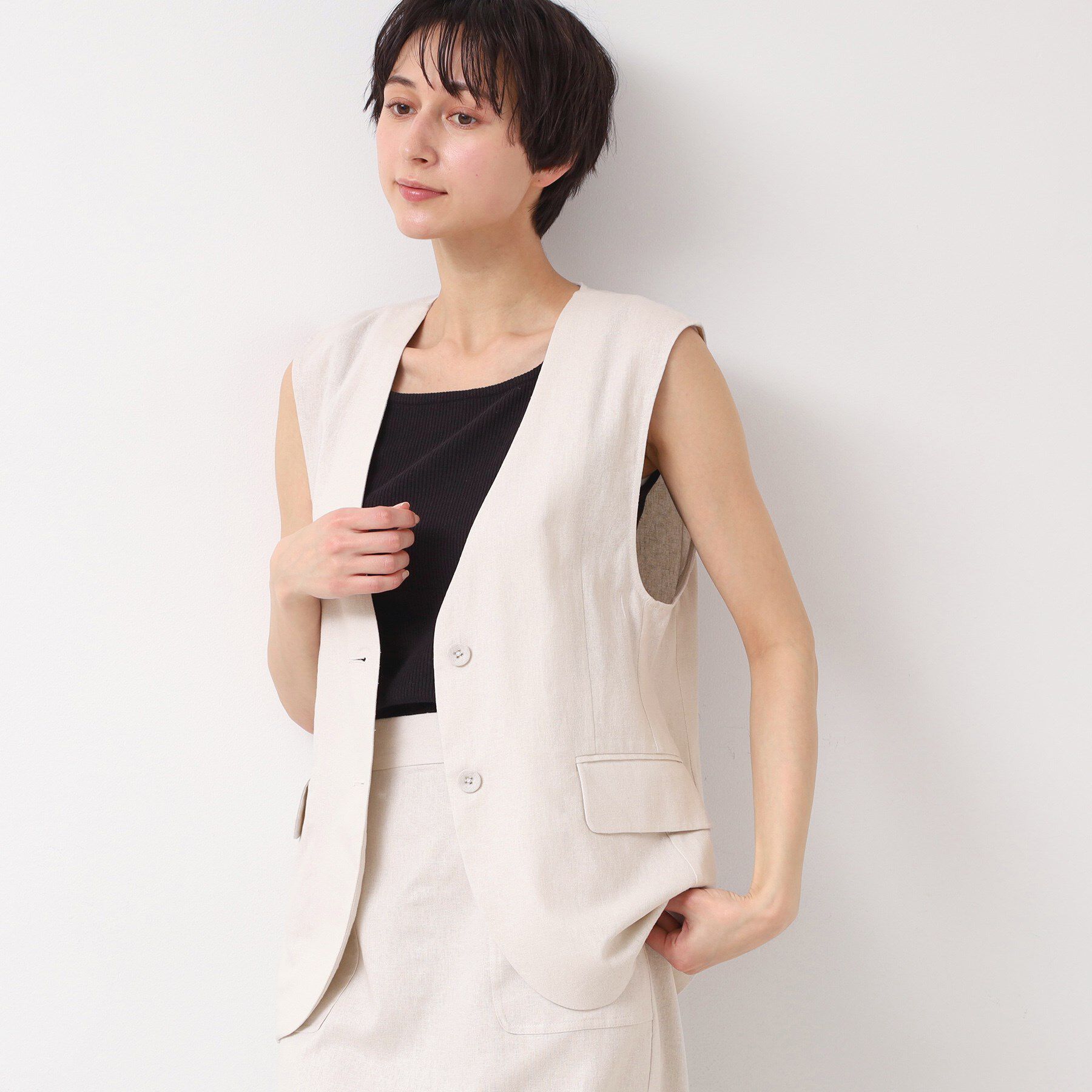 Dessin「【セットアップ可能・洗える】ボタン付きジレ」|ベスト・ジレ|
