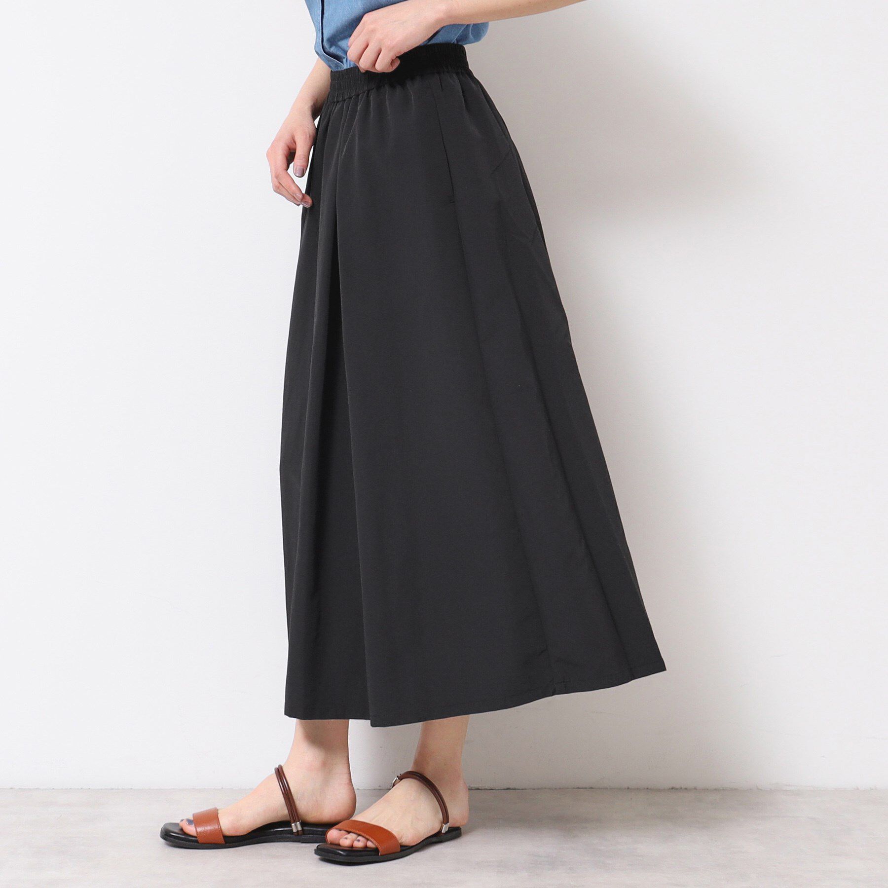 Dessin「【ウエストゴム・洗える】ナイロンフレアスカート」|スカート|