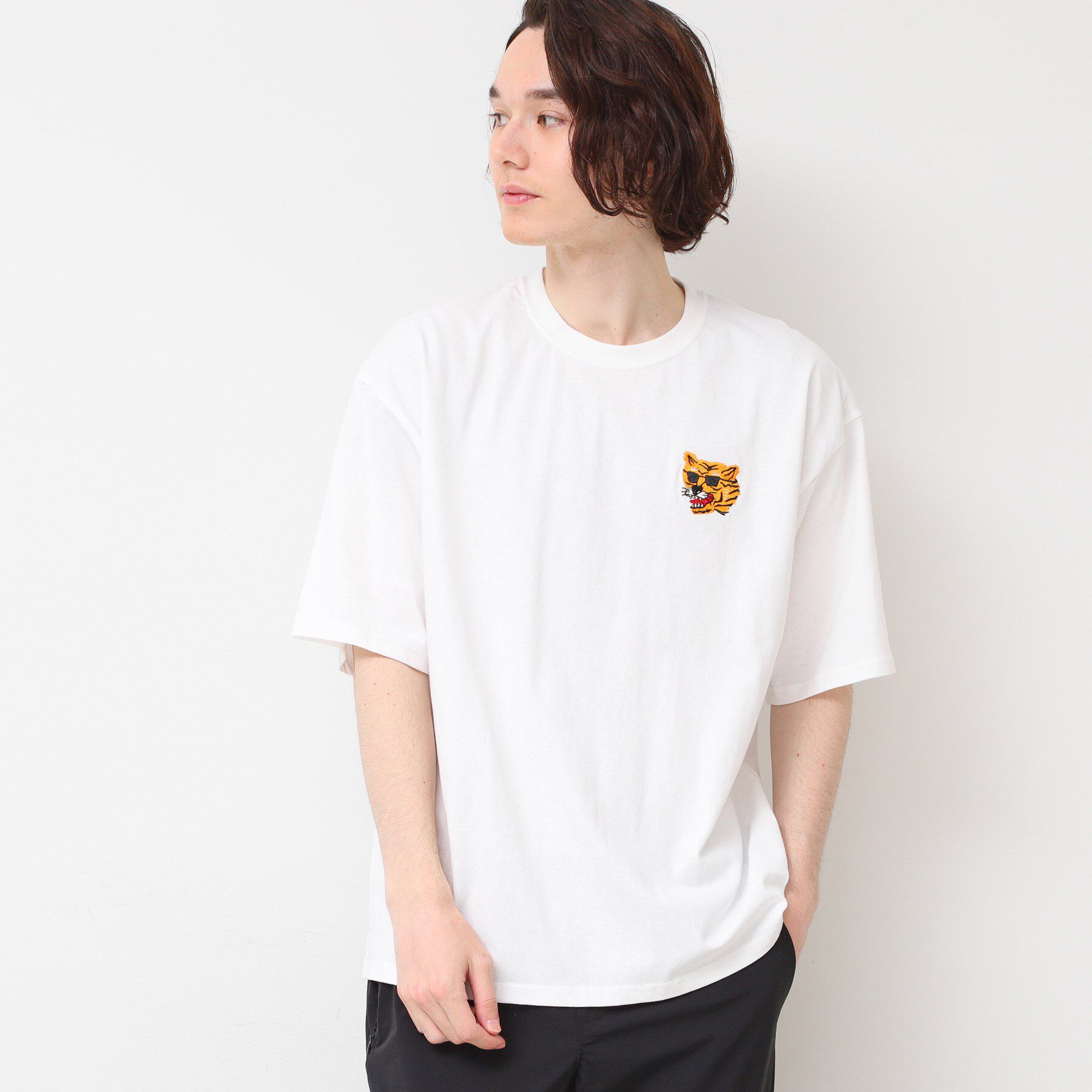 Dessin「【洗える】タイガーモチーフTシャツ」|Tシャツ・カットソー|ホワイト(001)