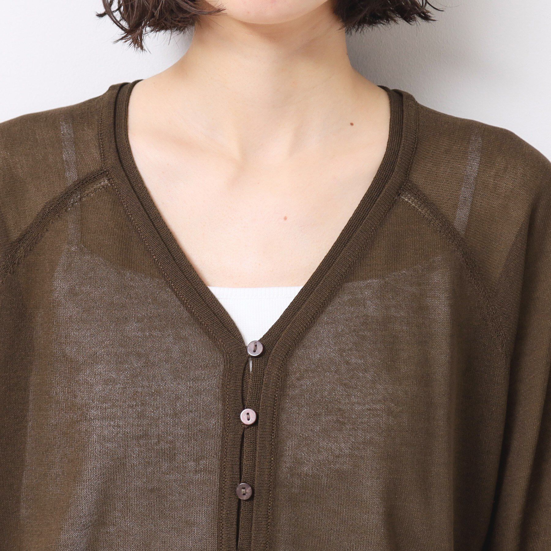 Dessin「【洗える】シアーVネックカーディガン」|カーディガン|