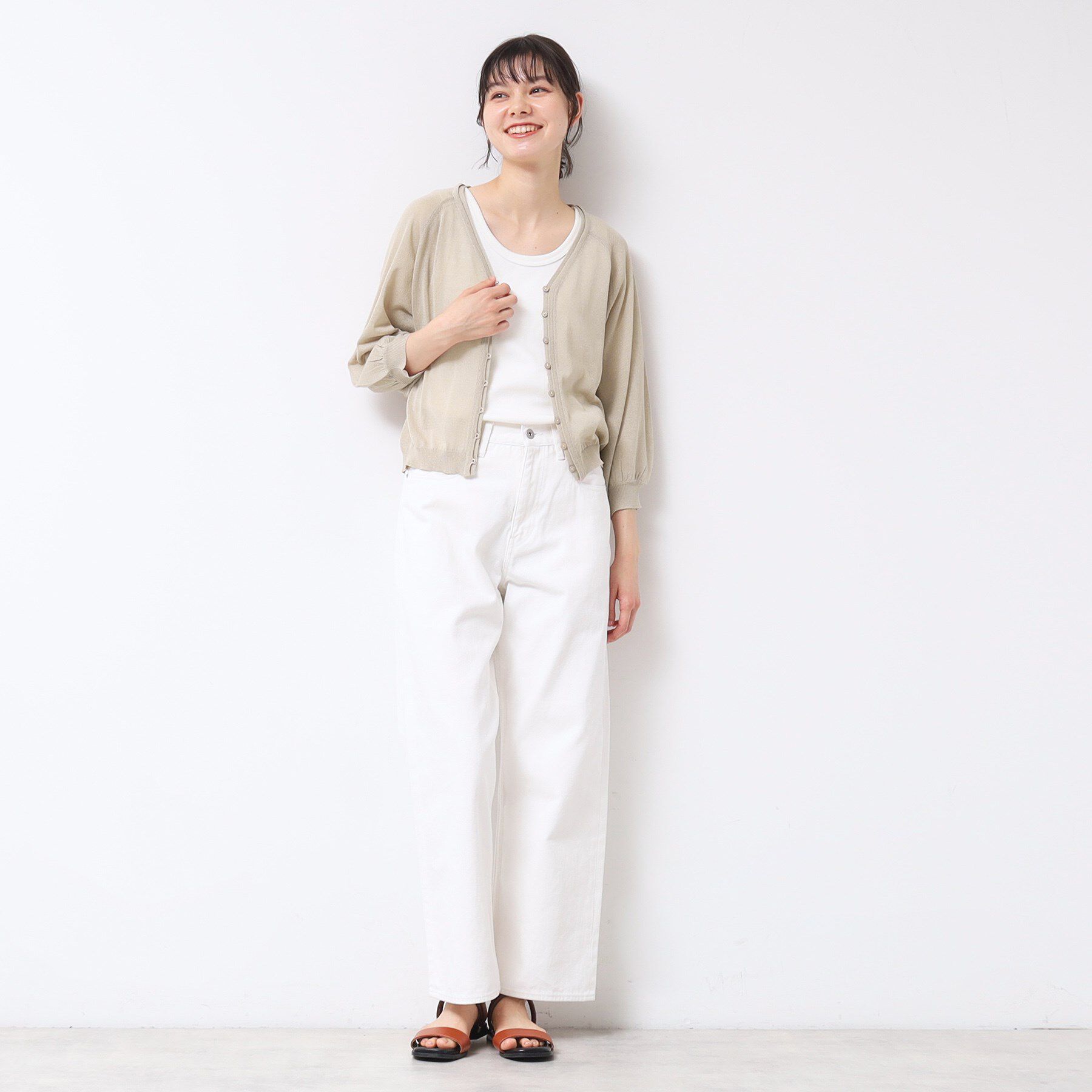 Dessin「【洗える】シアーVネックカーディガン」|カーディガン|