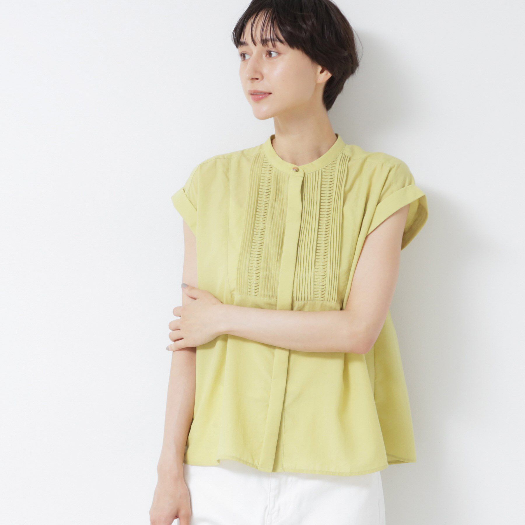 Dessin「【洗える】ピンタックデザインフレンチスリーブブラウス」|シャツ・ブラウス|