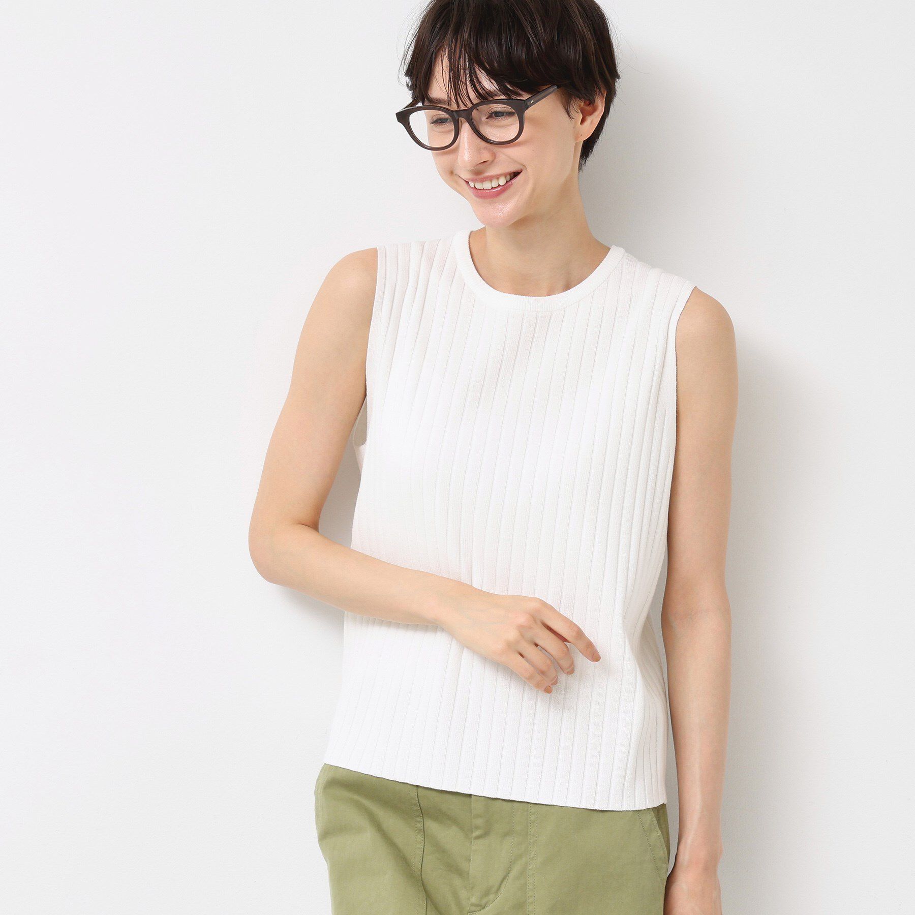 Dessin「【洗える】リブノースリーブニット」|ニット・セーター|
