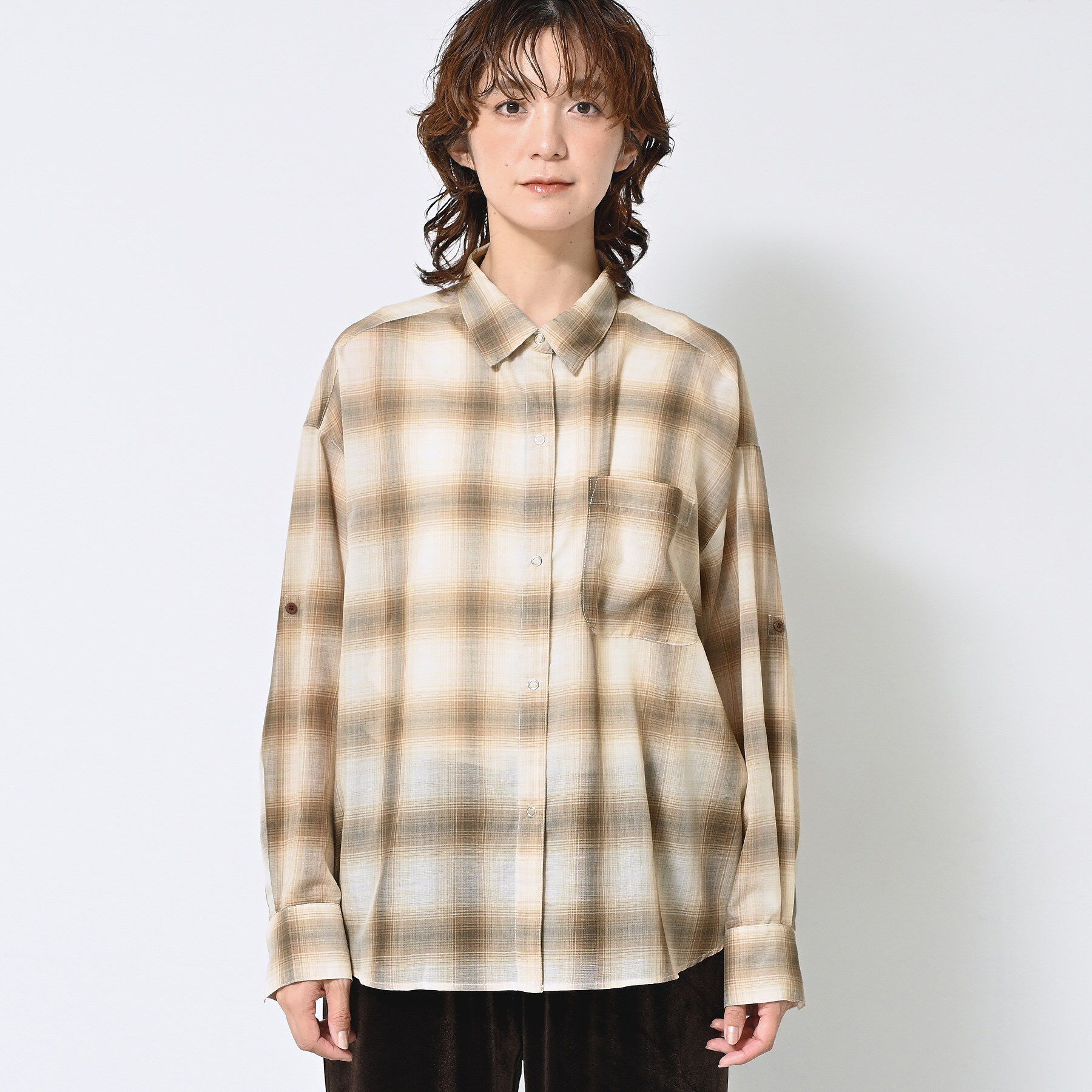 Dessin「【洗える】シアーオンブレーチェックシャツ」|シャツ・ブラウス|