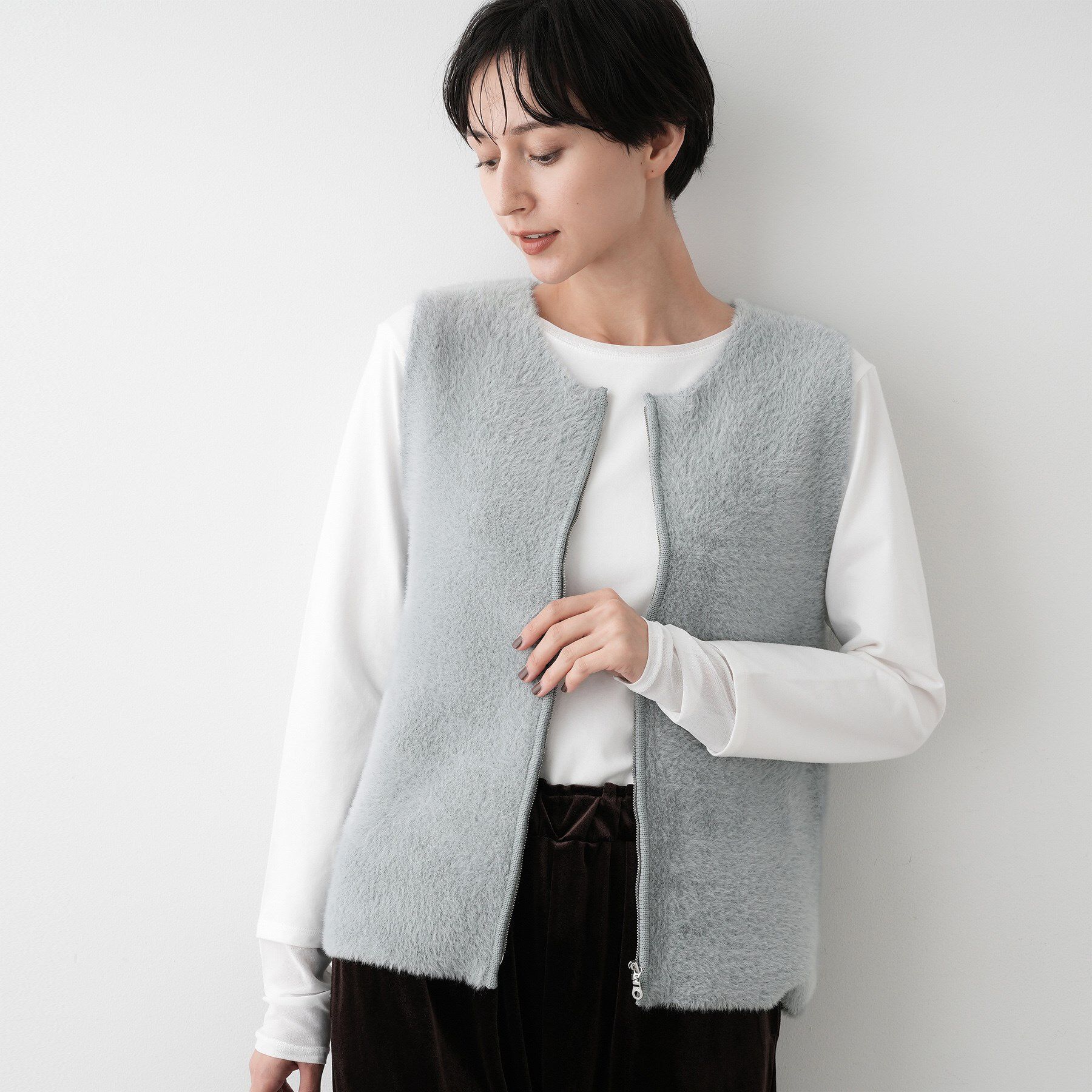 Dessin「【洗える】ファーヤーンジップジレ」|ベスト・ジレ|